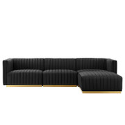 Conjure EEI-5844 Channel Tufted Performance Velvet 4-Piece Sectional Sofa