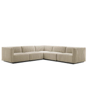 Conjure Channel Tufted Upholstered Fabric 5-Piece L-Shaped Sectional Sofa