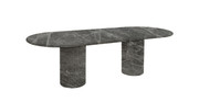 Colonna Fluted Oval Travertine Dining Table