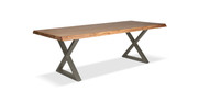 Orchard Pewter Aluminum X Base Wooden Dining Table