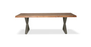 Orchard Pewter Aluminum X Base Wooden Dining Table