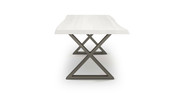 Orchard Pewter Aluminum X Base Wooden Dining Table