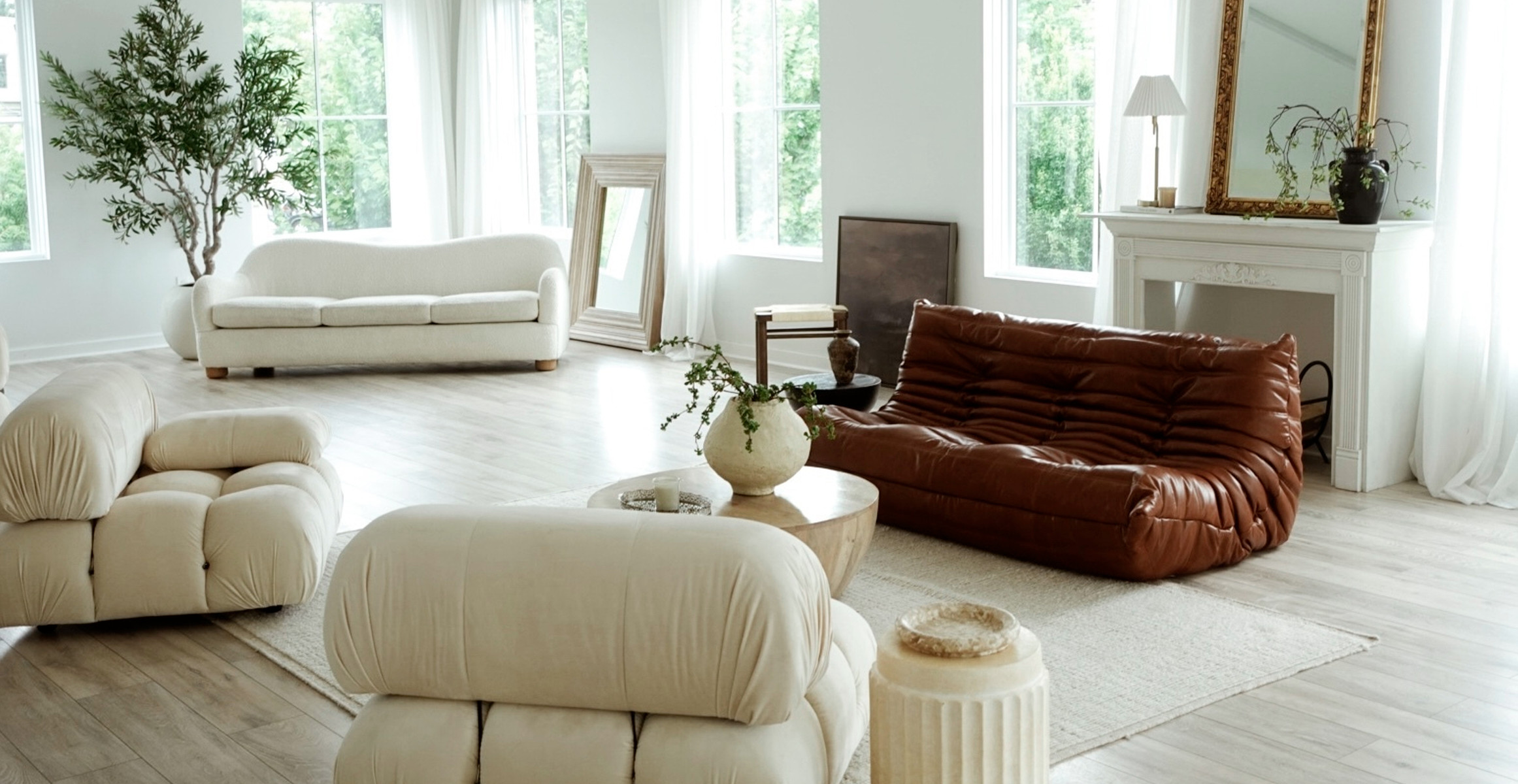 Michel Ducaroy Quayside | 3-Seater Brown Leather Sofa