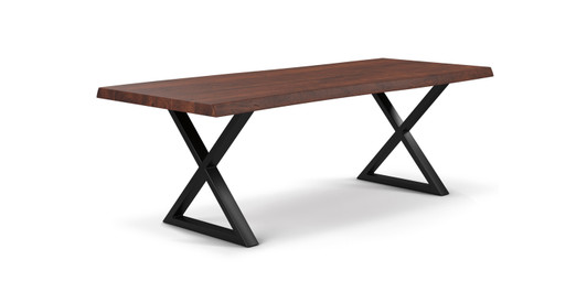 Orchard Black Aluminum X Base Wooden Dining Table