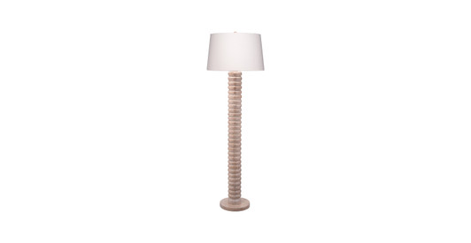 Icarus Mango Wood 1-Light Floor Lamp with Polyester Linen Shade