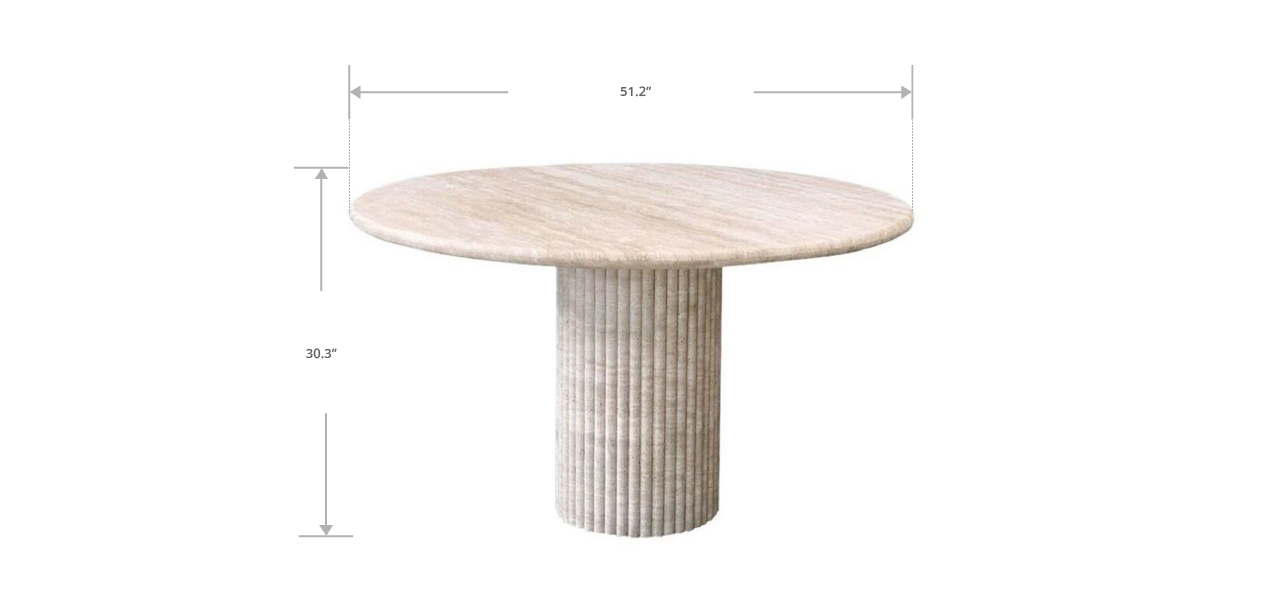 Colonna Fluted Round Travertine Dining Table