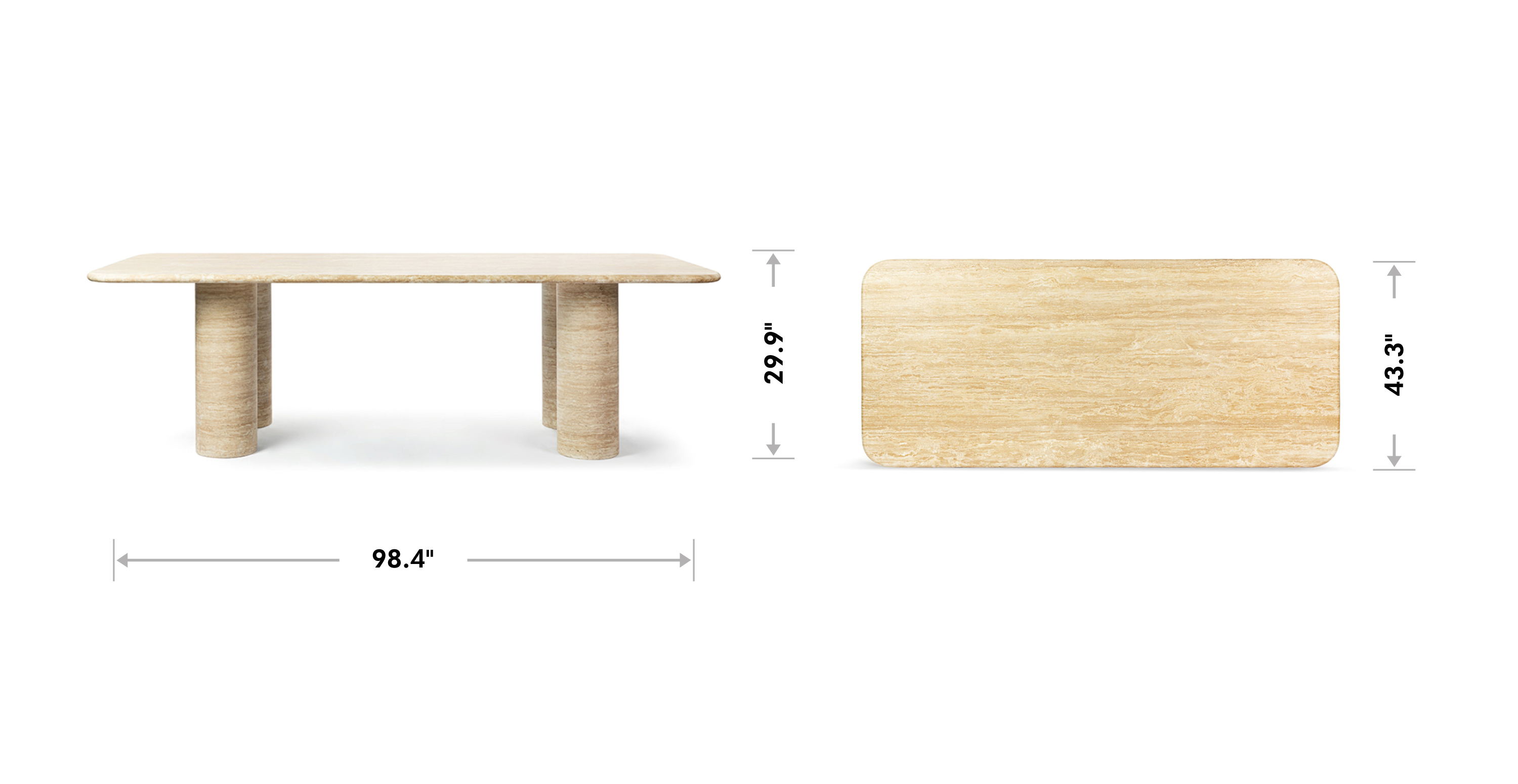 Colonna Rectangle Travertine Dining Table