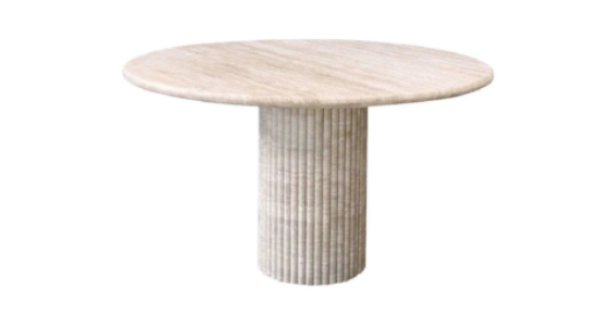 Fluted Round Travertine Dining Table