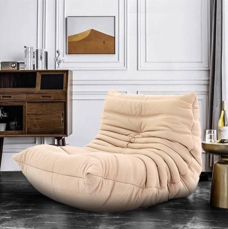 High End Michel Ducaroy Togo Fireside Leather Lounge Chair - Antique Cashew