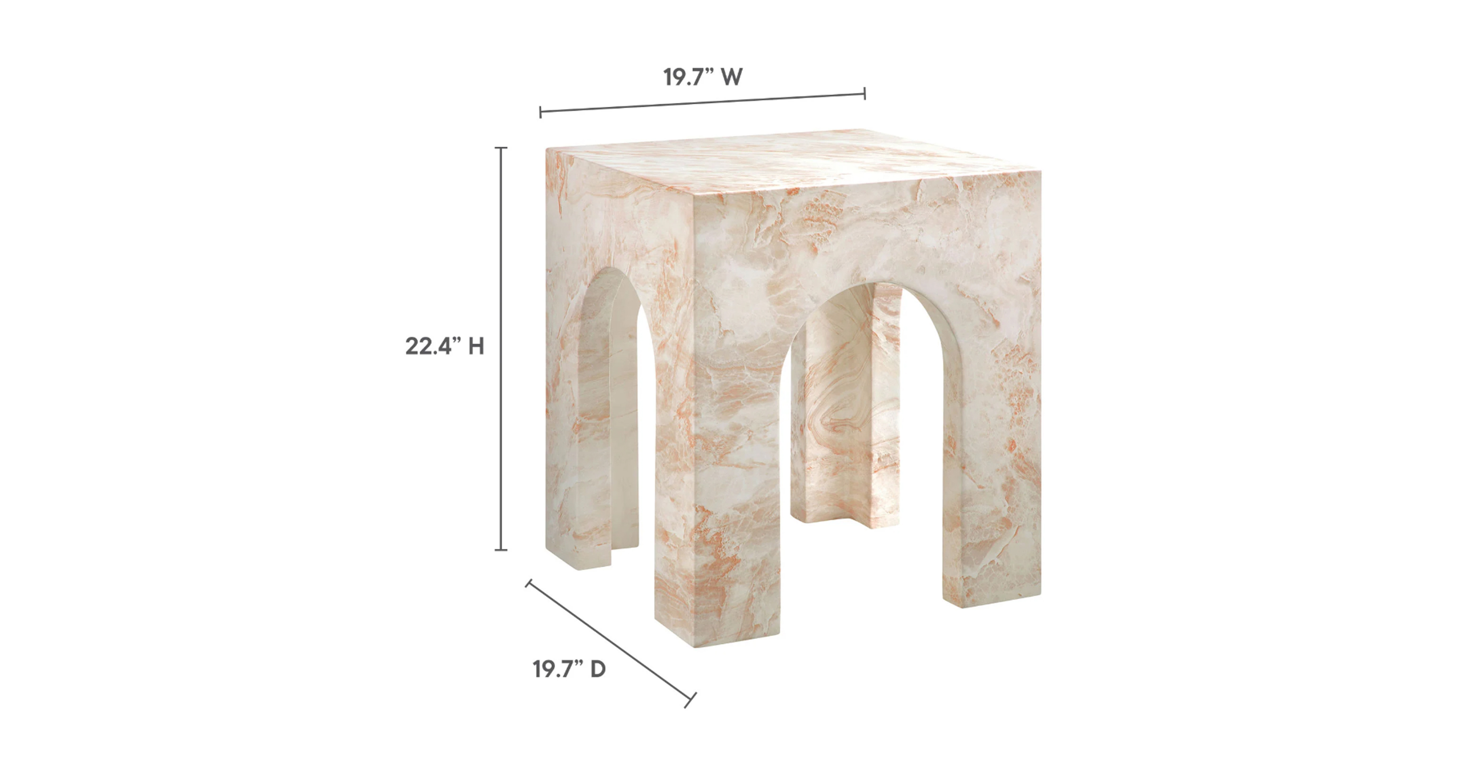 Outdoor Patio Arched Concrete Side Table