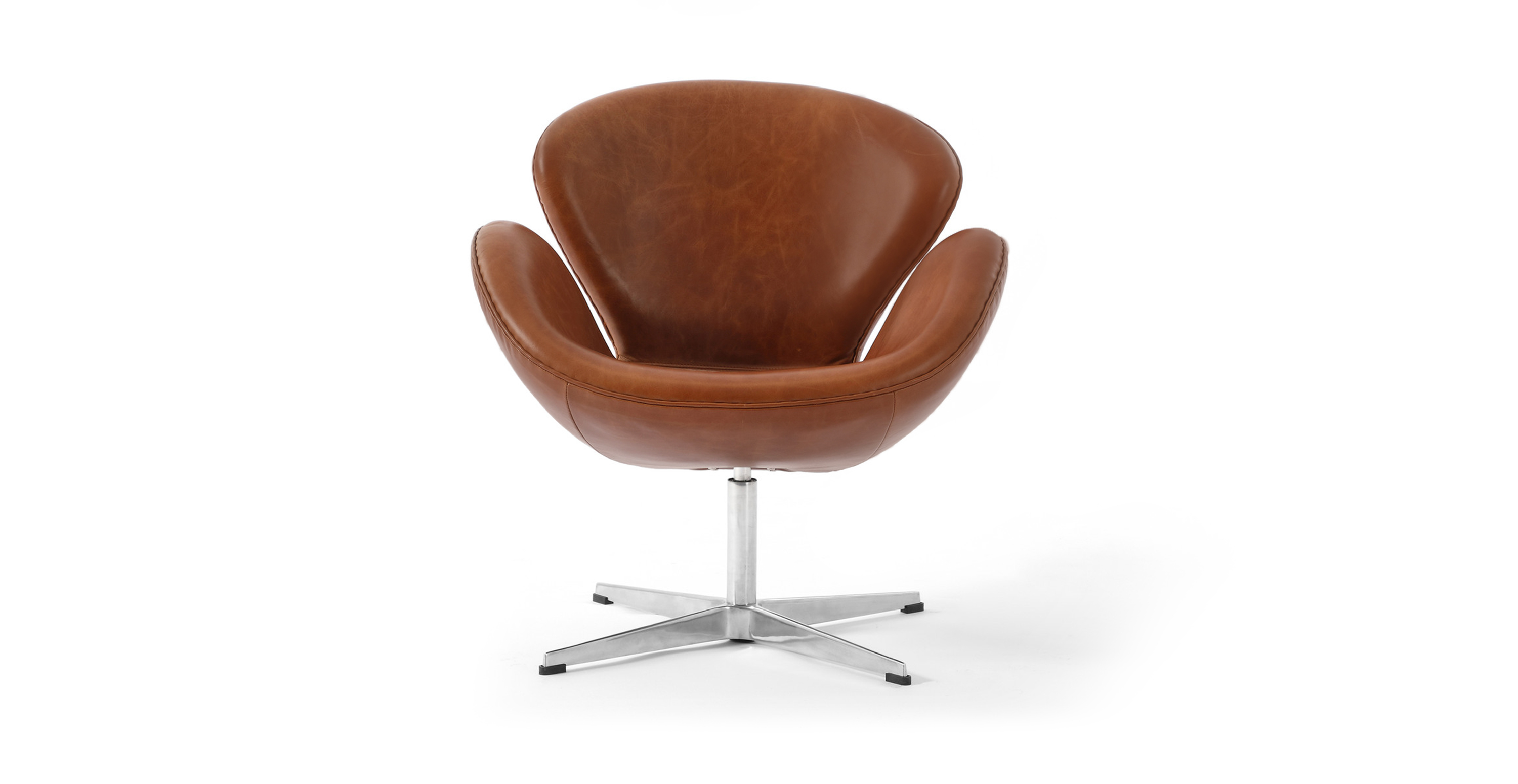 Mid Century Swan Chair Leather -  Leather Antique Brown