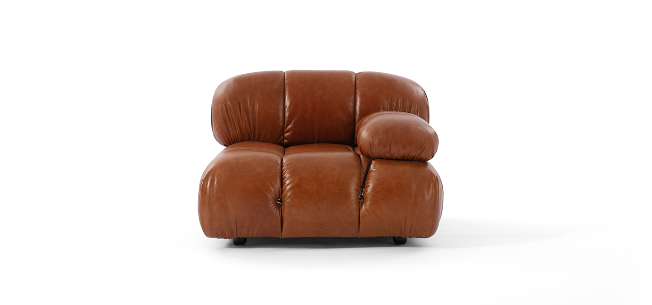 Mario Bellini Sofa | Left Armrest -  Leather Antique Brown Leather