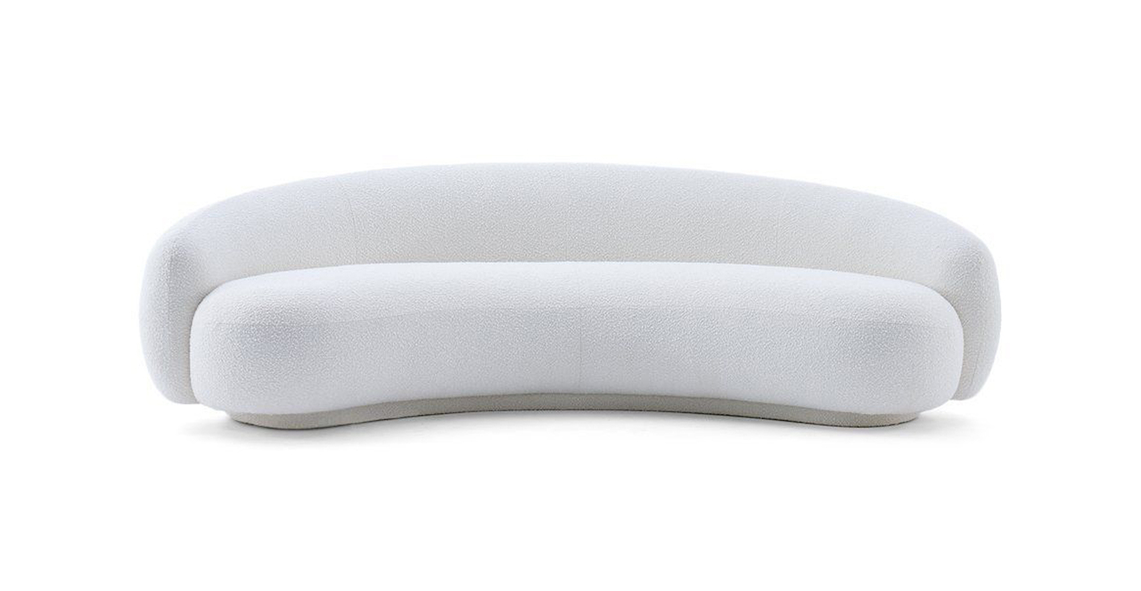 Jonas Wagell Savelle Modern Curved Sofa -  White Boucle