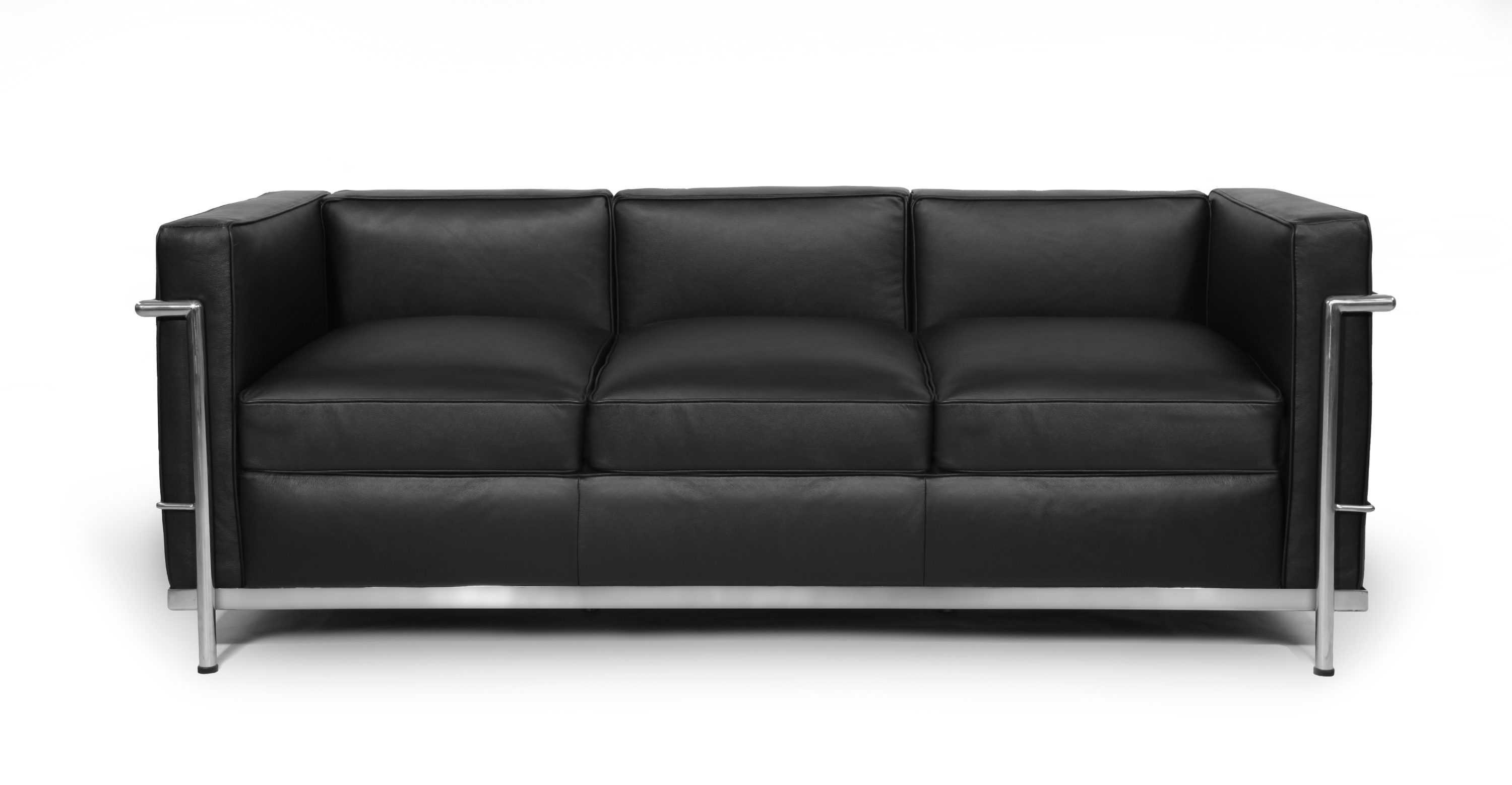 Le Corbusier LC2 Style Sofa -  Black Leather