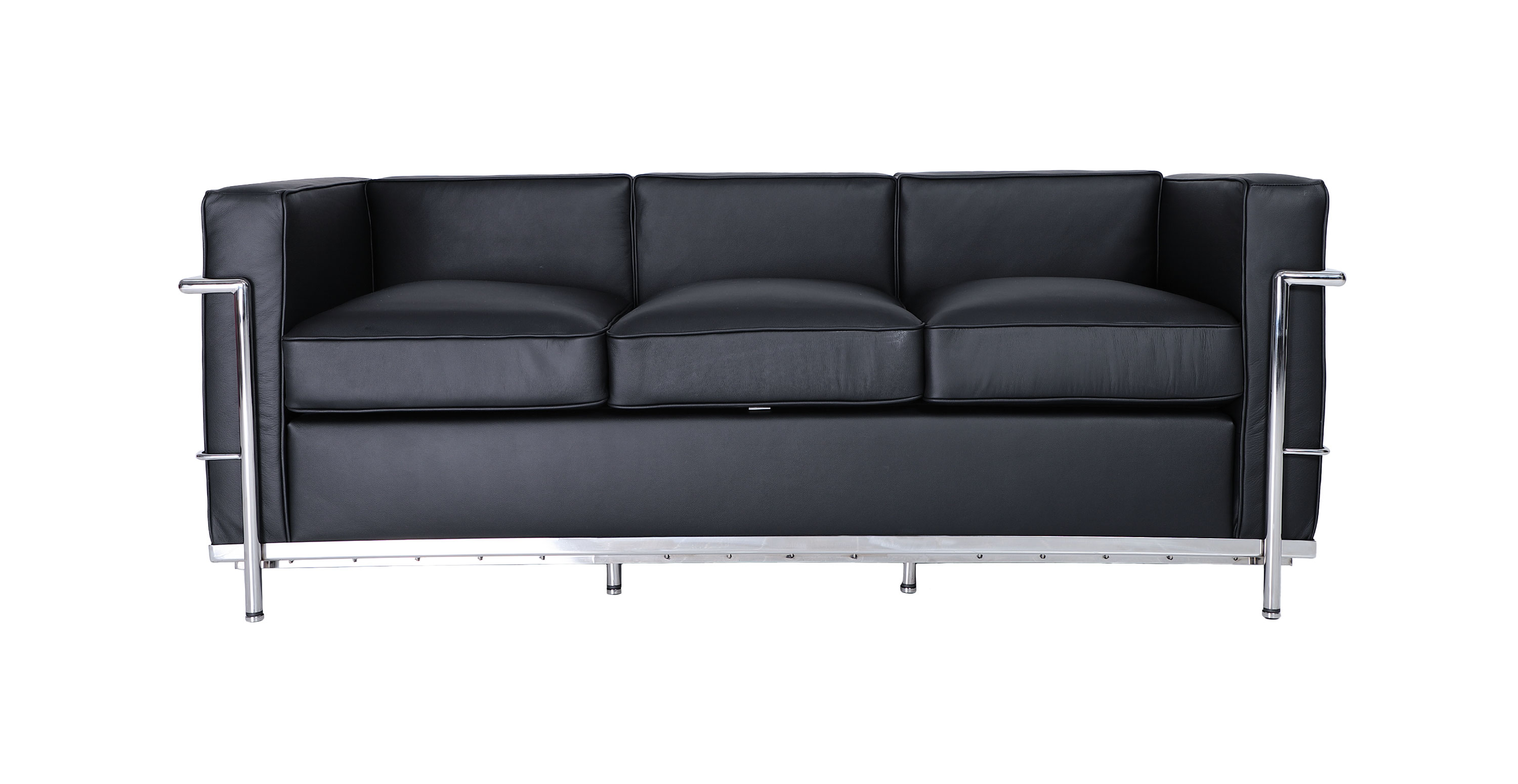 Le Corbusier LC2 Style Sofa - Black Leather