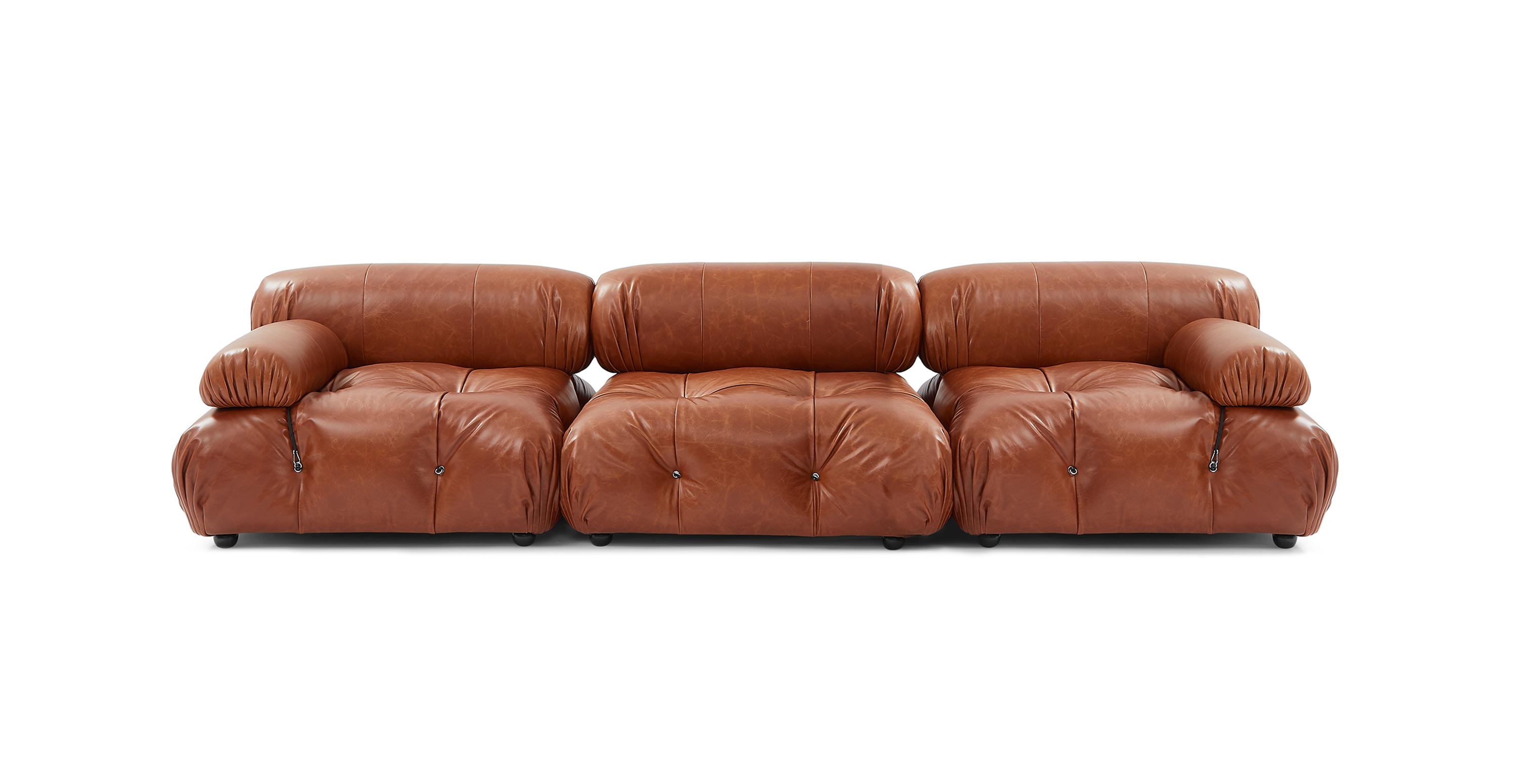Mario Bellini 3-Seater Modular Sofa -  Antique Brown Leather Leather