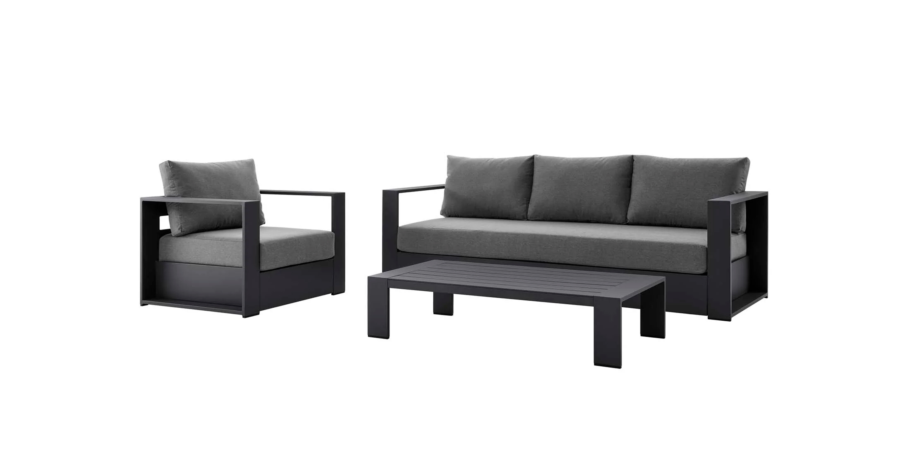 Marbella Outdoor Patio Set -  Fabric Gray Charcoal