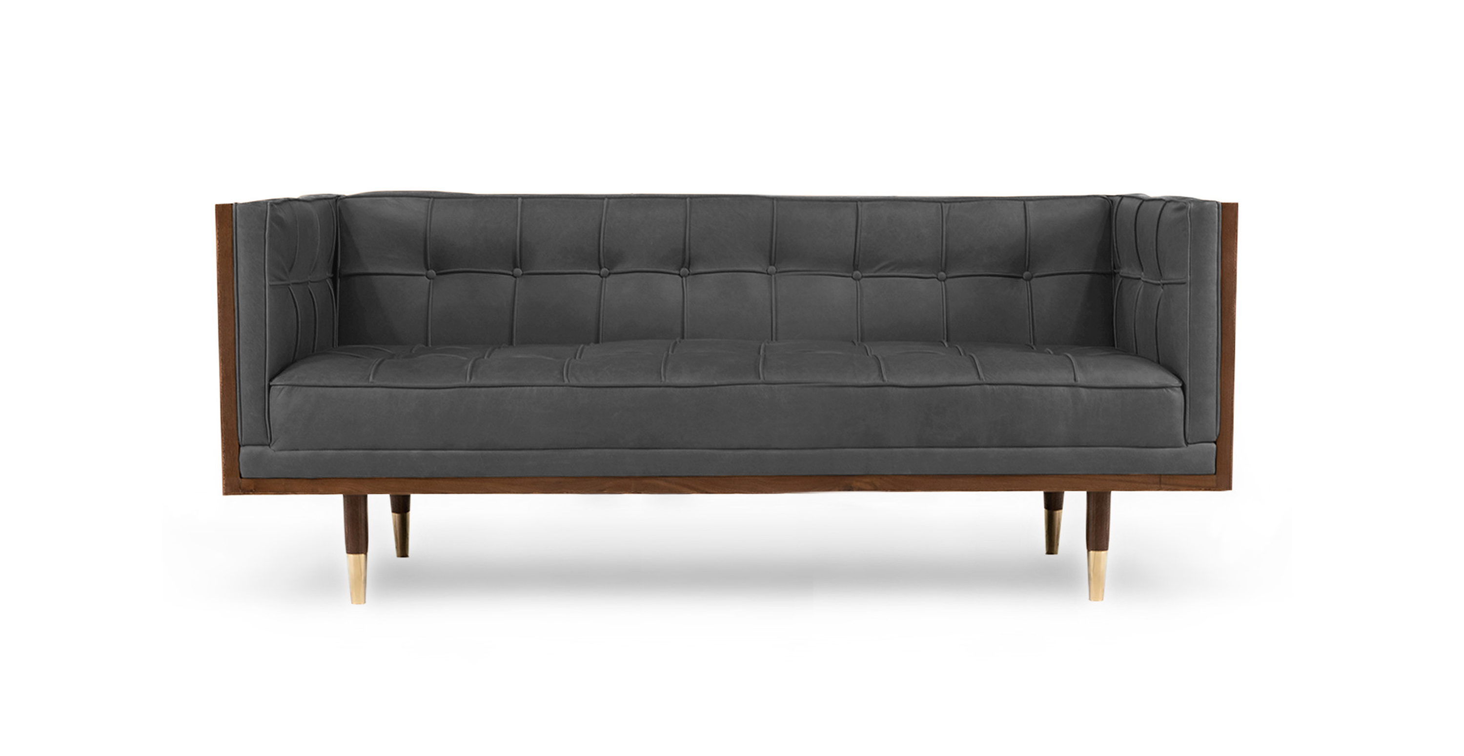 Woodrow Box Sofa 71 Inches -  Leather Classic Grey