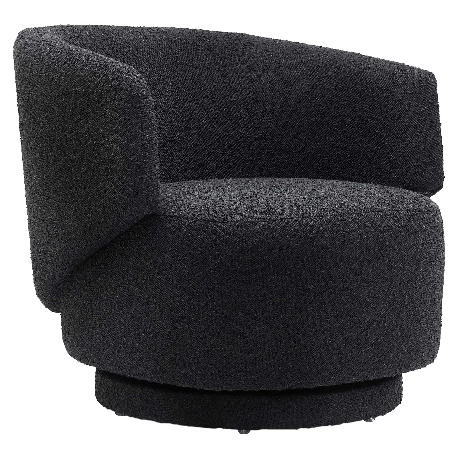 Celestia Boucle Fabric Swivel Chair -  Fabric Black
