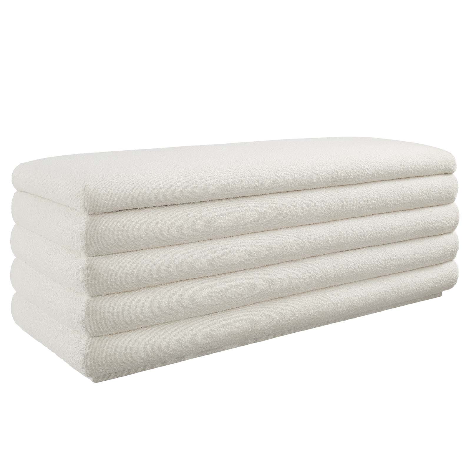 Mezzo Boucle Upholstered Storage Bench - Fabric Cloud