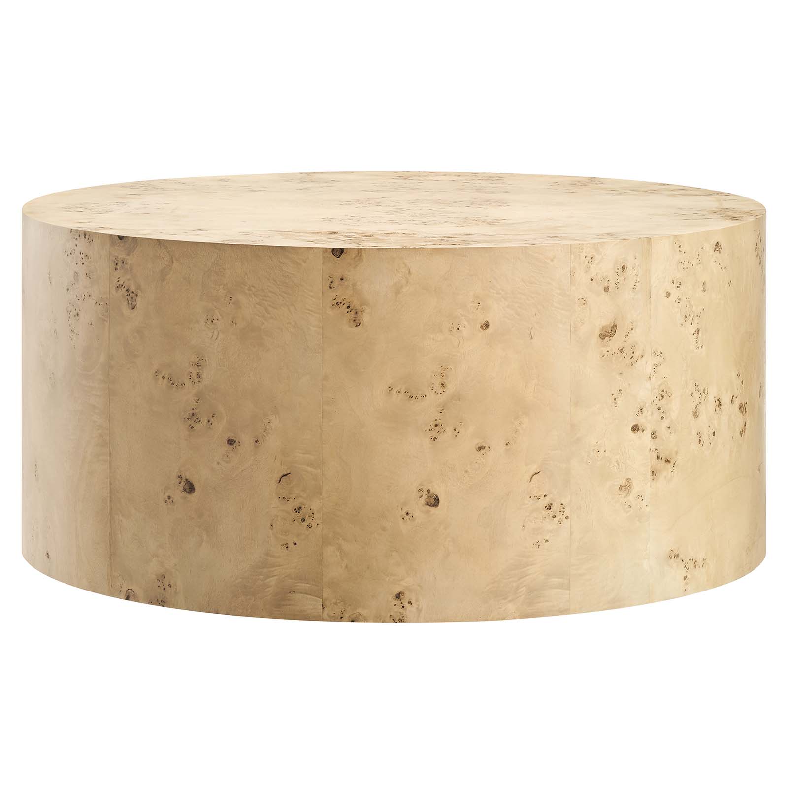 Modern Cosmos 35 Round Burl Wood Coffee Table -  Wood Natural Burl
