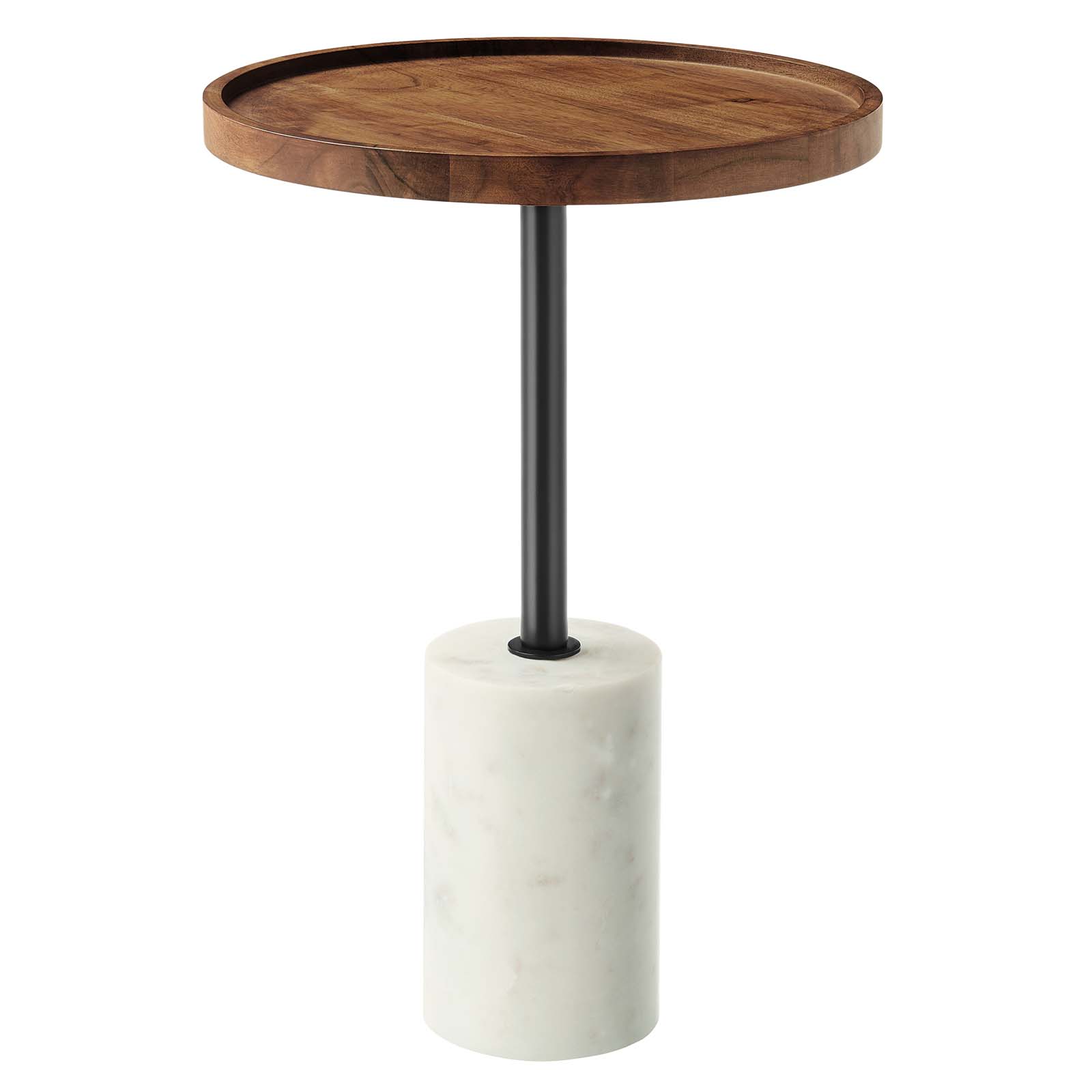 Amina Round Acacia Wood Side Table -  Wood Light Oak