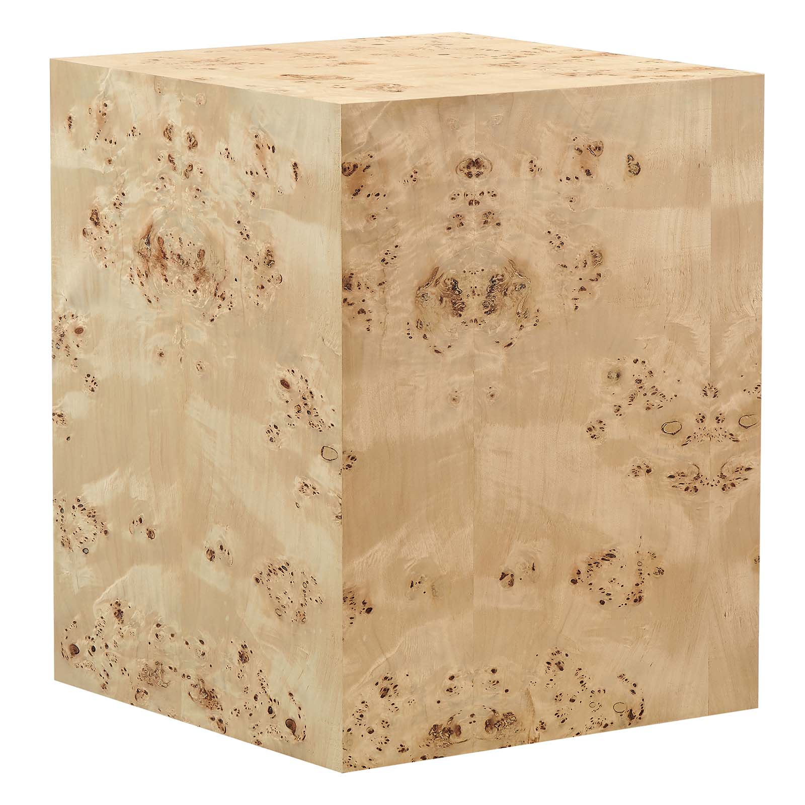 Cosmos 16 Cubic Square Burl Wood Side Table -  Wood Natural Burl