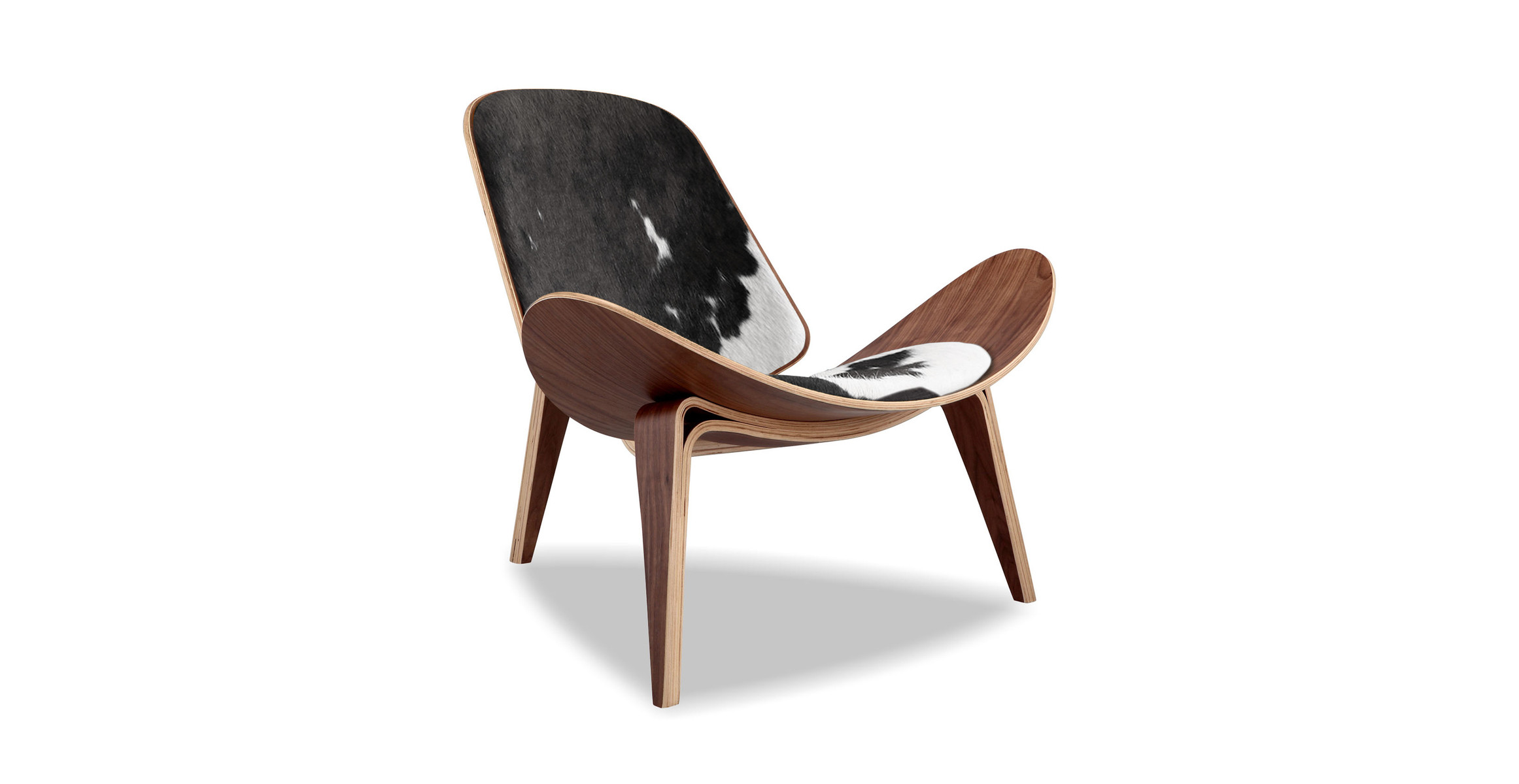 Hans J Wegner - Shell Chair -  Leather Black Pony Hide