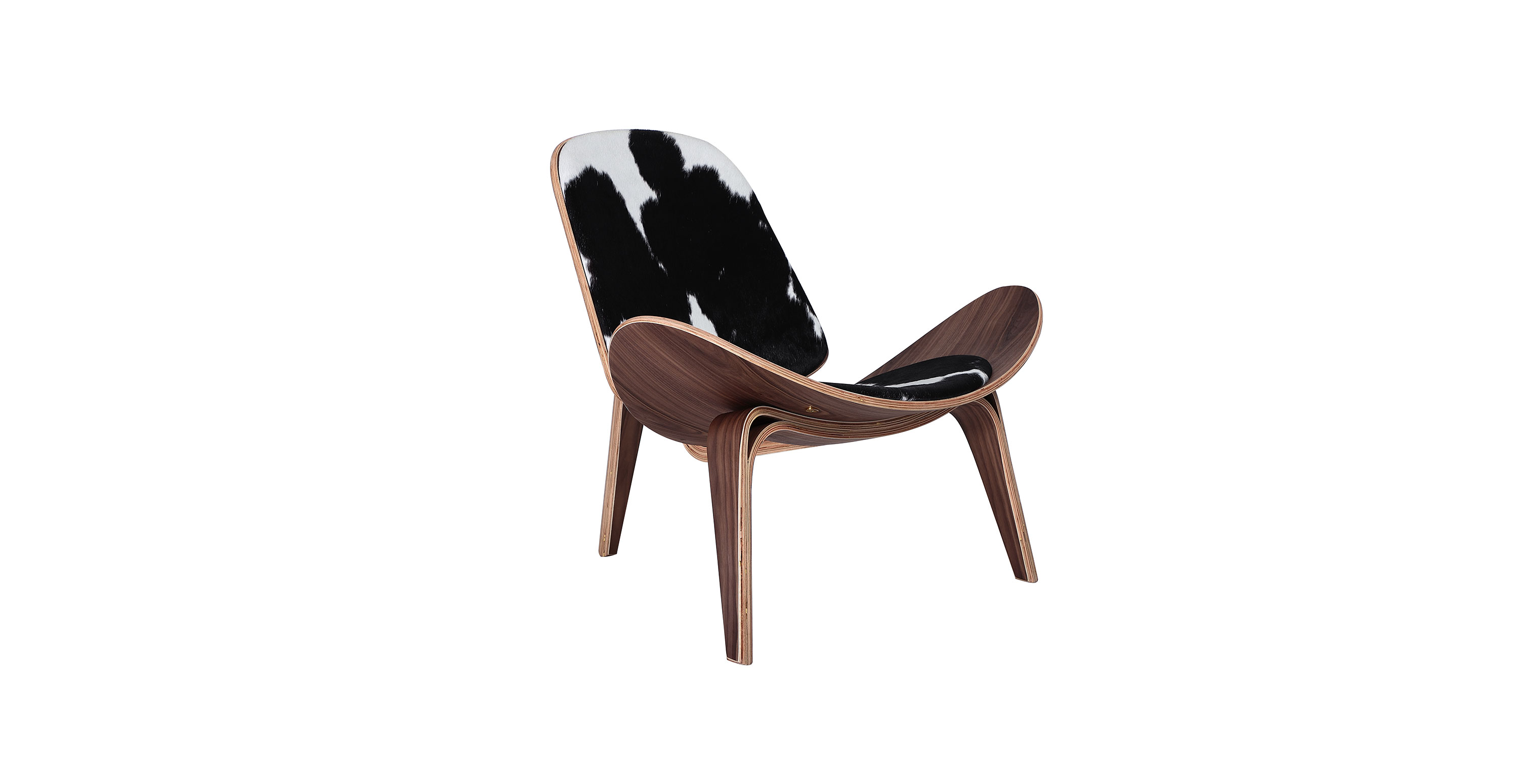 Hans J Wegner - Shell Chair - Black Pony Hide Leather