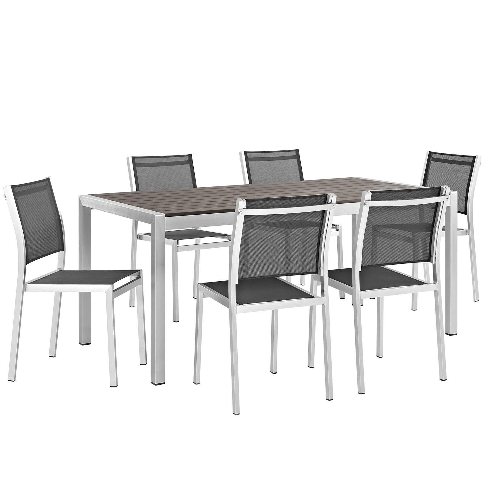 Shore 7-Piece Outdoor Patio Aluminum Dining Set A -  Aluminum Silver Black