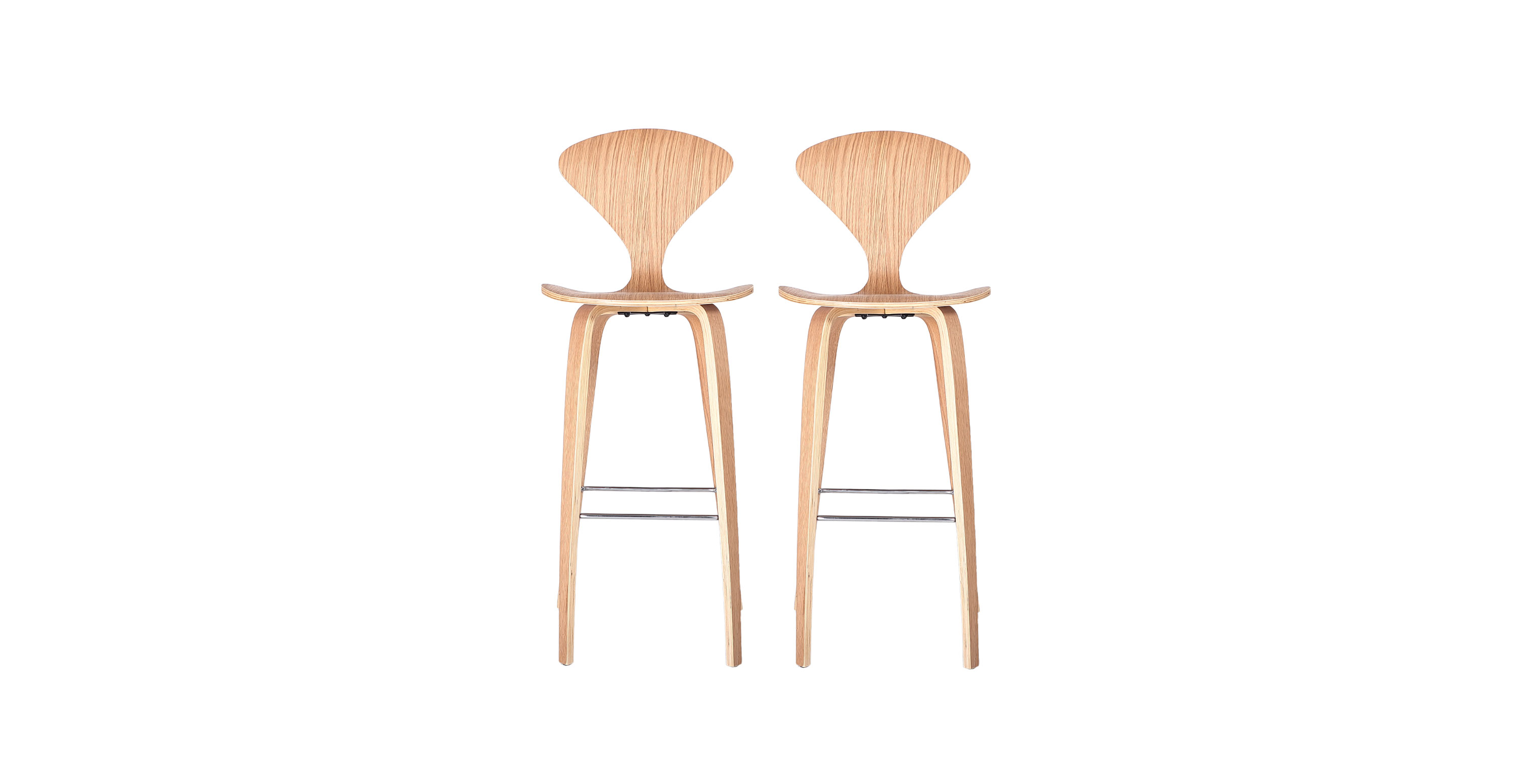 Norman Cherner Barstool (Set of 2) - Natural Oak Wood