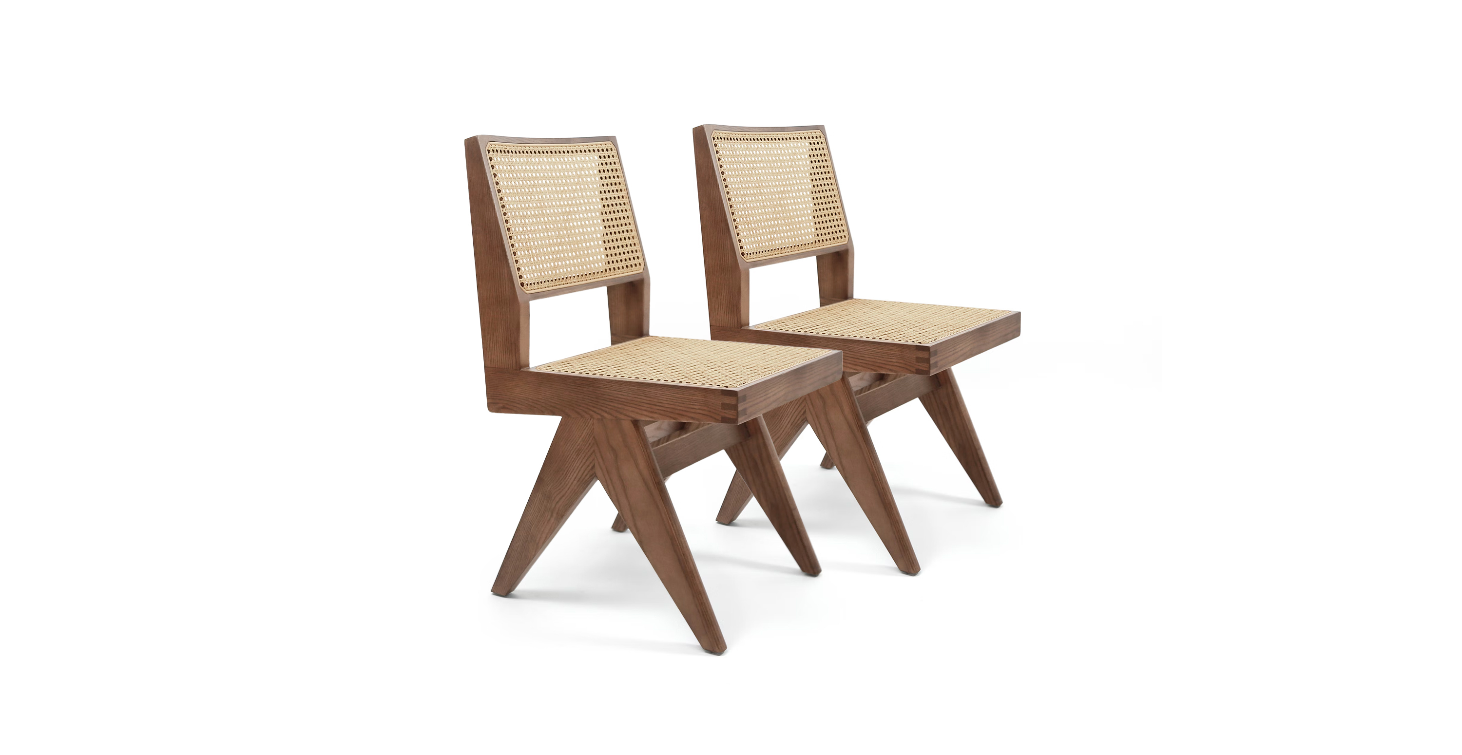 MCM Pierre Jeanneret Teak Dining Chairs (set of 2) -  Wood Walnut