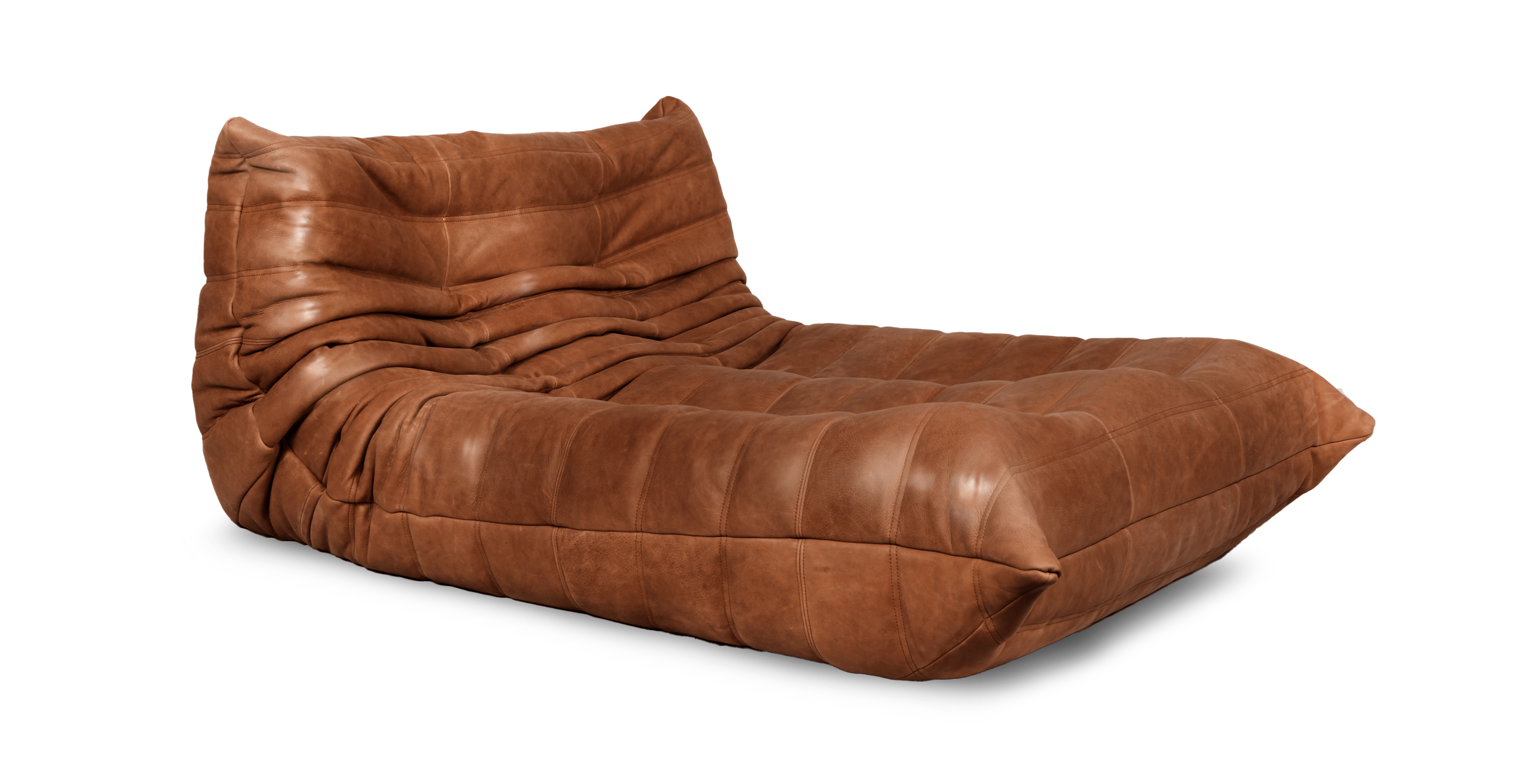 Michel Ducaroy Togo Chaise Lounge 2 Seater Leather - Leather Antique Brown
