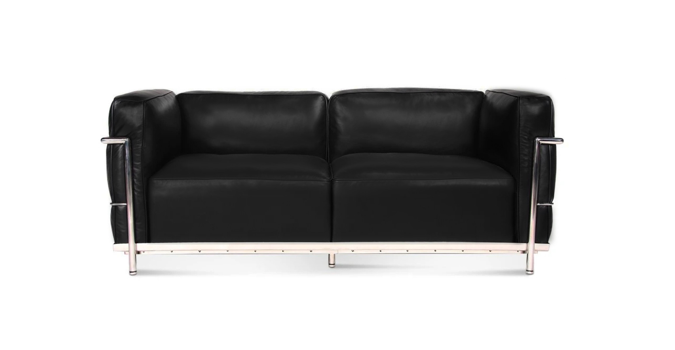 MCM Le Corbusier 3 Style Loveseat - Leather Black