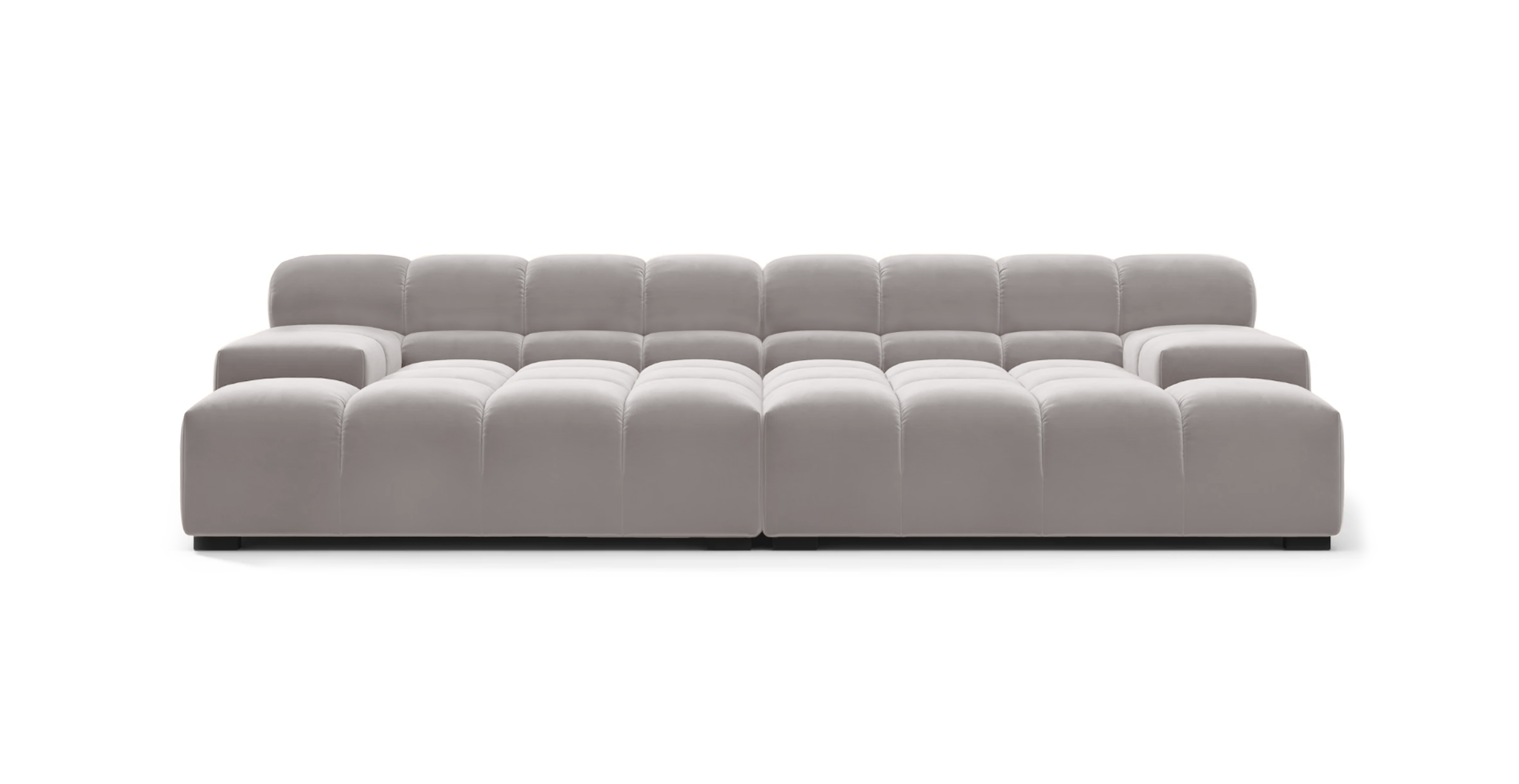 Patricia Urquiola Tufted Sofa Extra Deep -  Light Gray Velvet Velvet