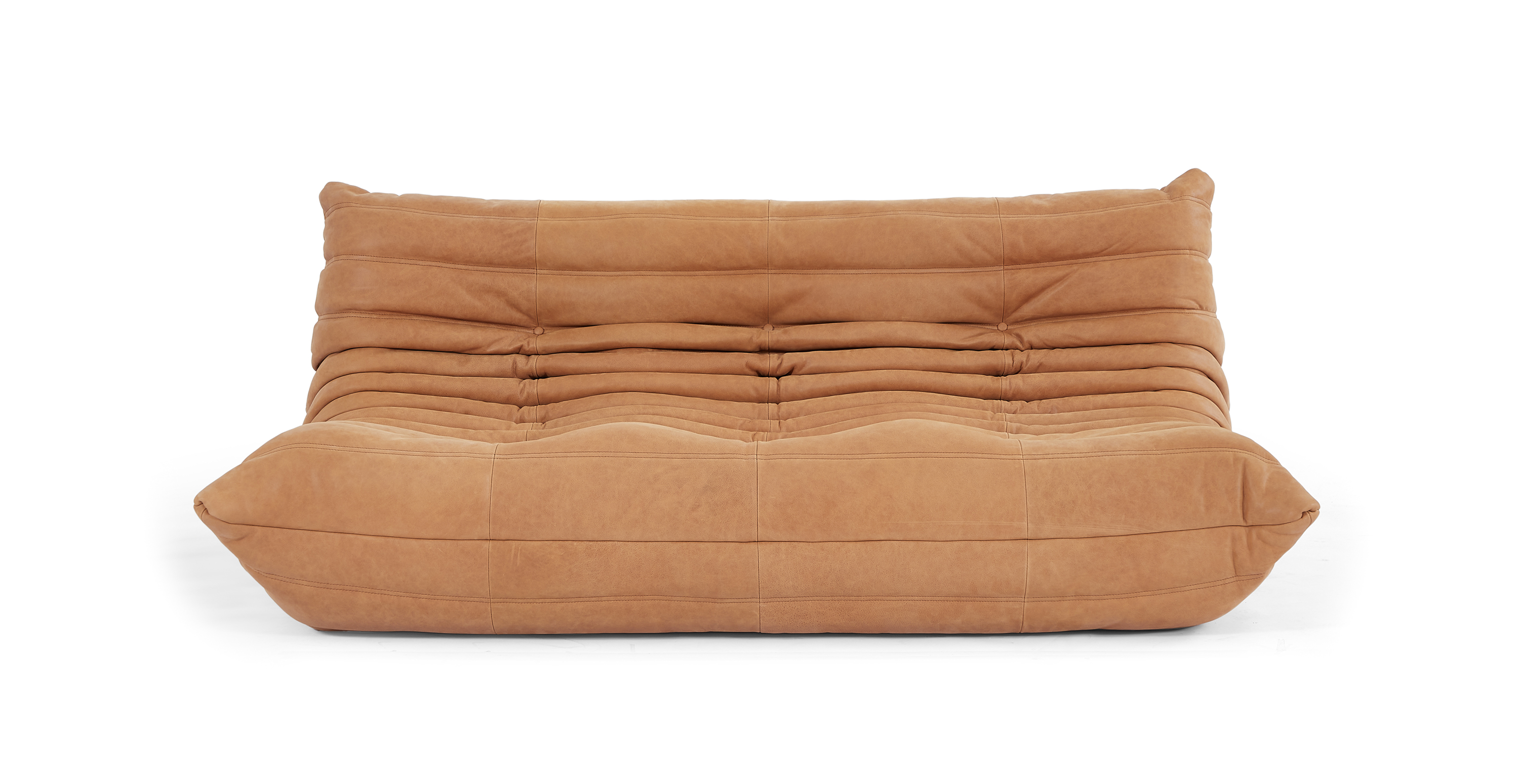 High-End Michel Ducaroy Quayside 3 Seater Premium Leather Sofa -  Togo Antique Light Brown
