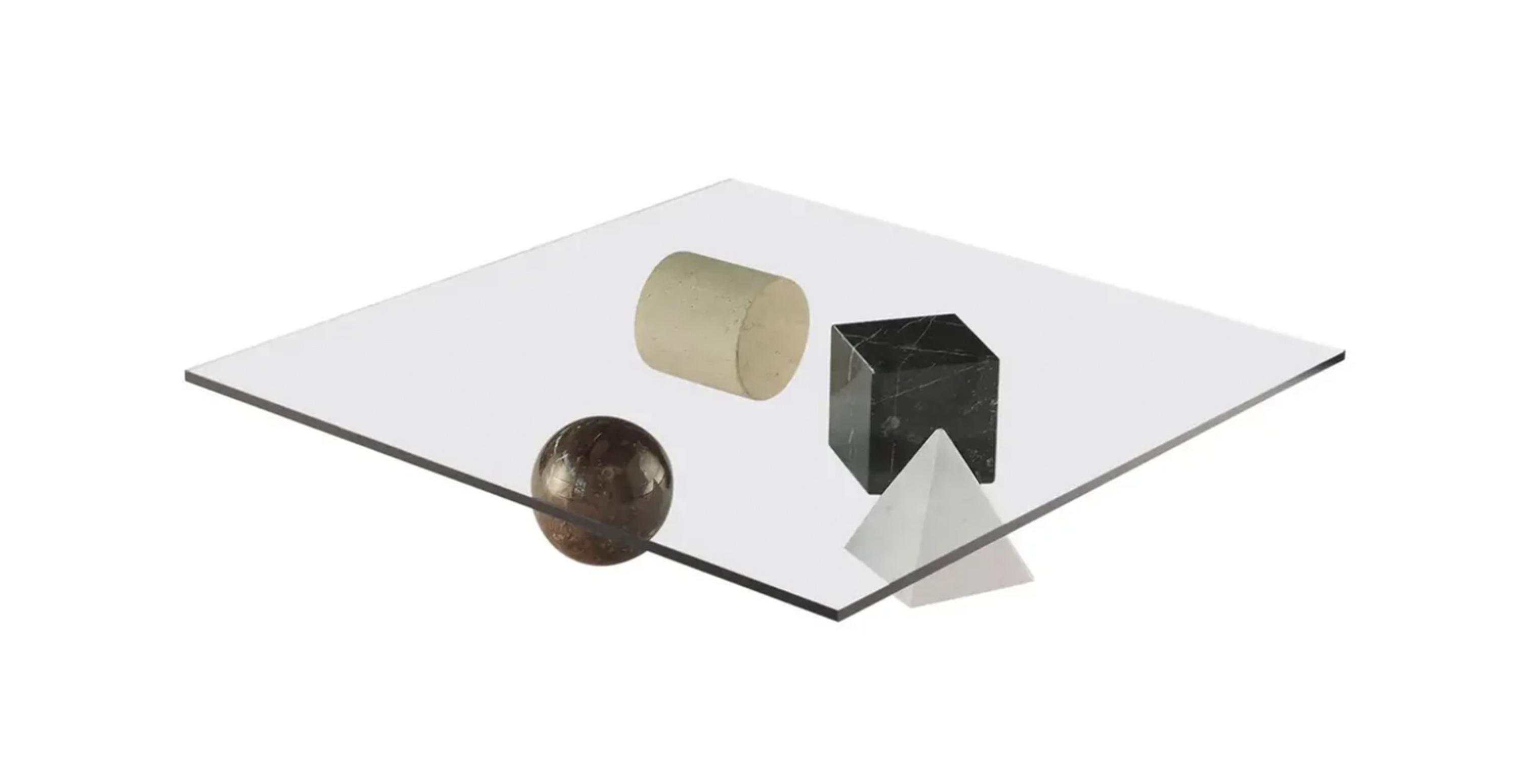 Metafora Contemporary Sculptural Glass Coffee Table -  Multicolor Stones