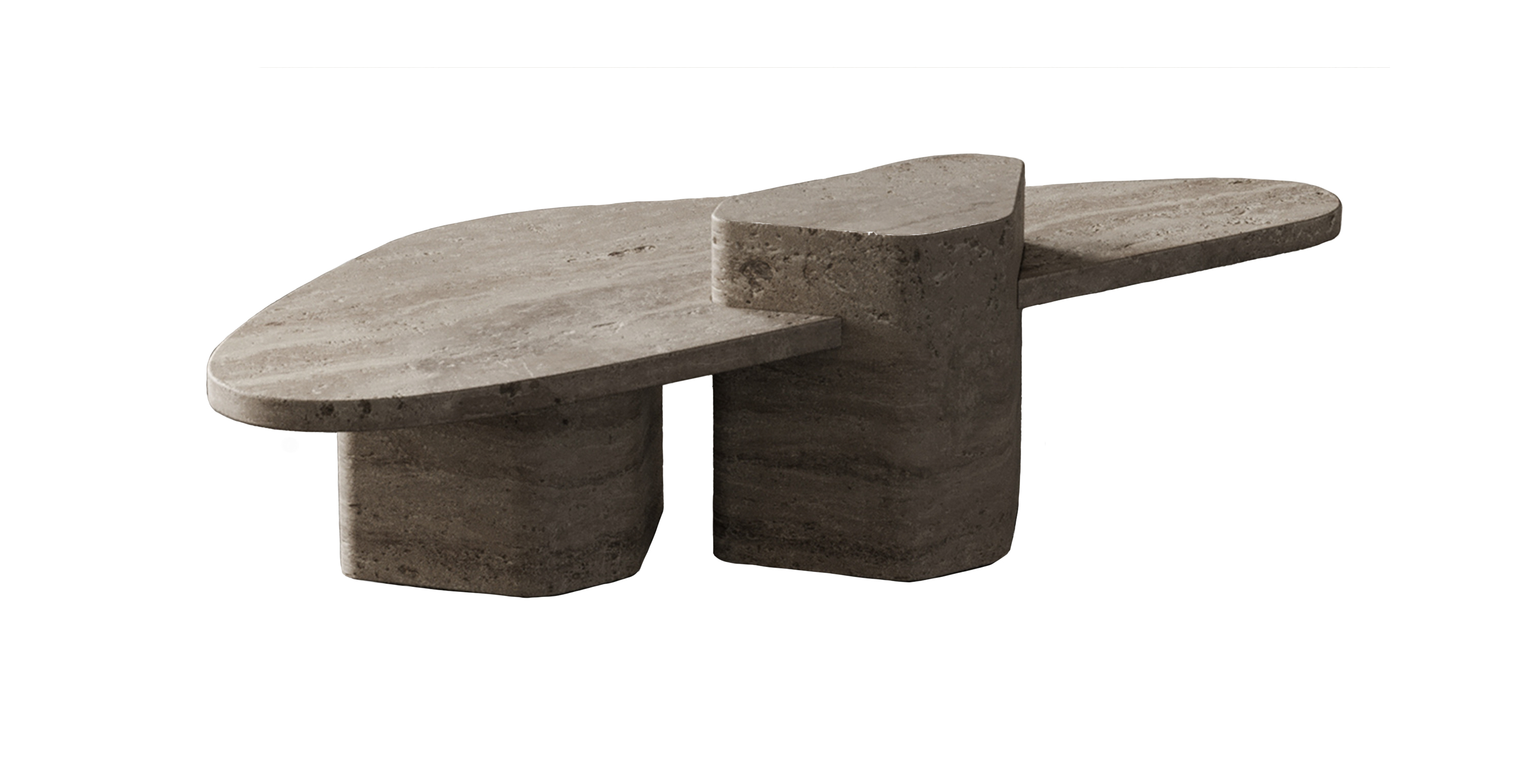 Roman Travertine Puzzle Coffee Table -  Marble Dark Noce Travertine