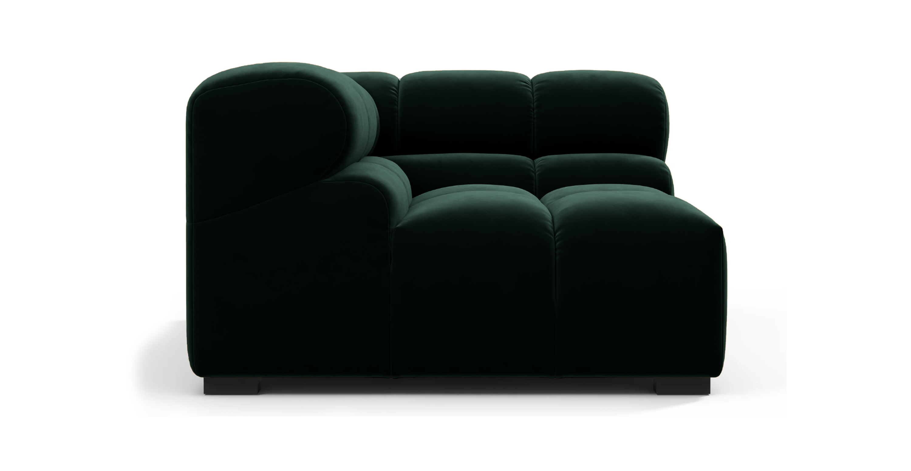 Tufted Sofa - Left Corner - Dark Green Velvet Velvet