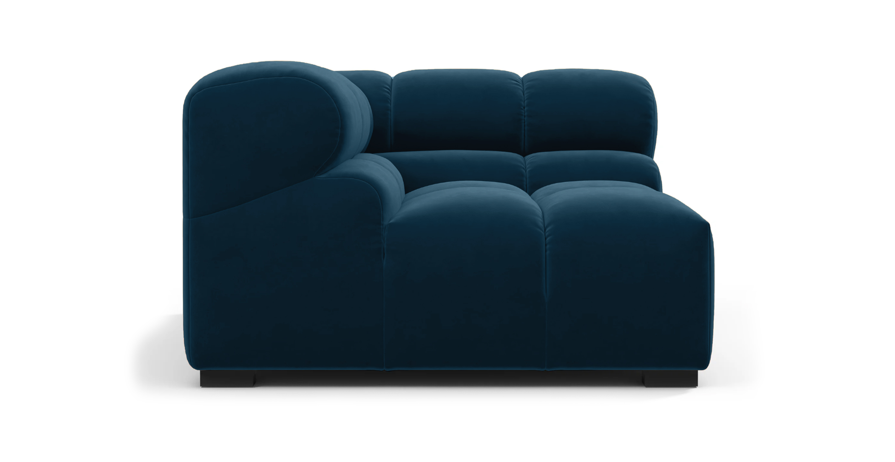 Tufted Sofa - Left Corner - Royal Blue Velvet Velvet