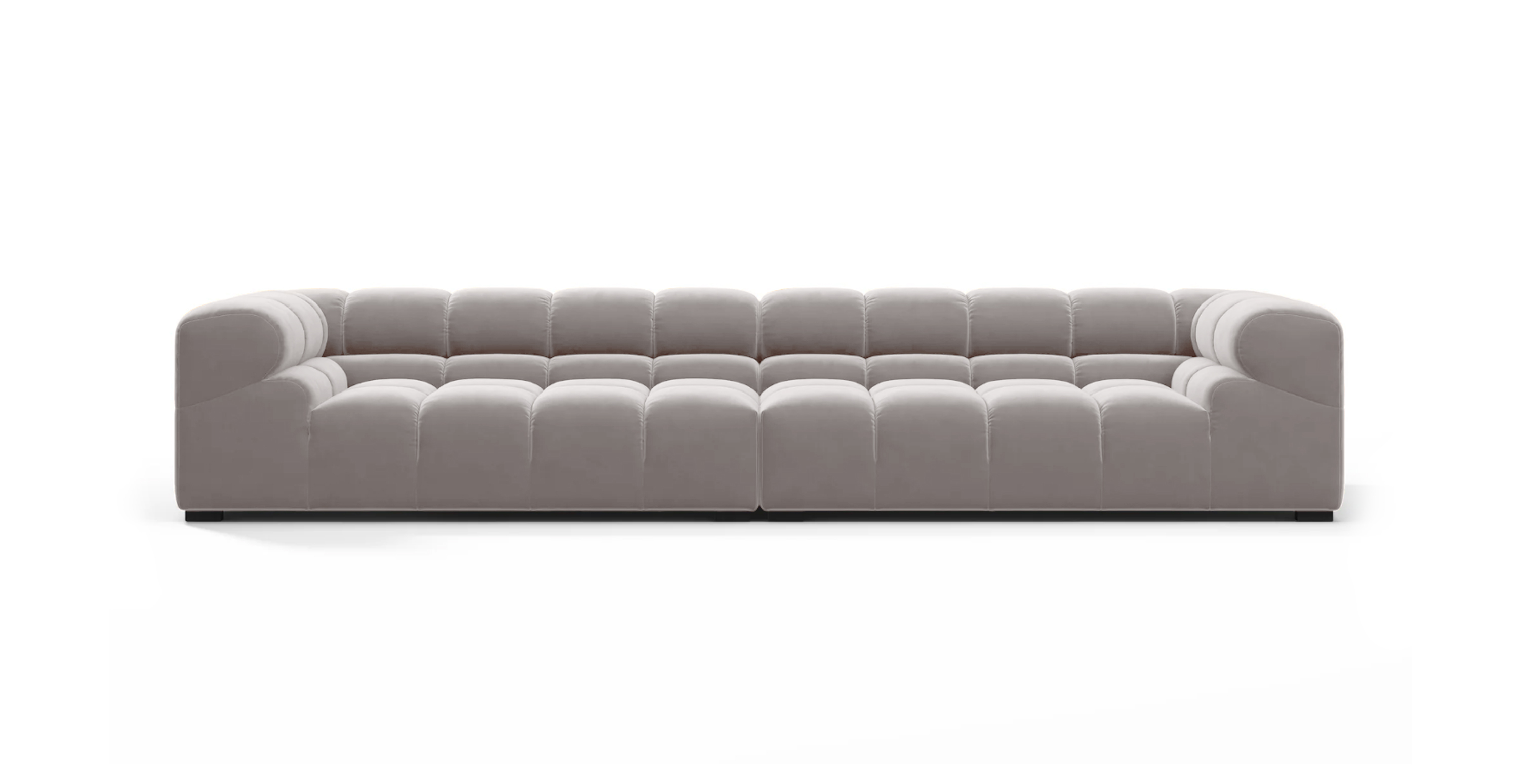 Tufted Sofa Extra Large - Light Gray Velvet Velvet