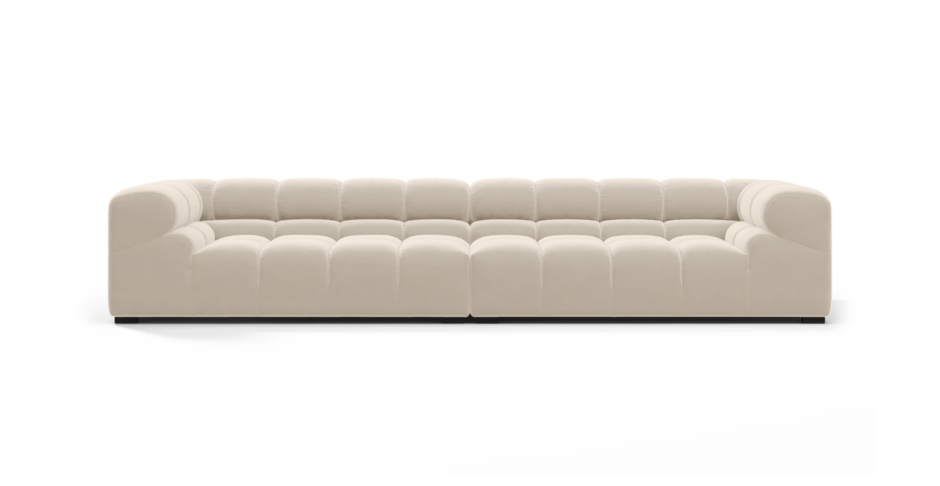 Tufted Sofa Extra Large -  Velvet Ivory Velvet