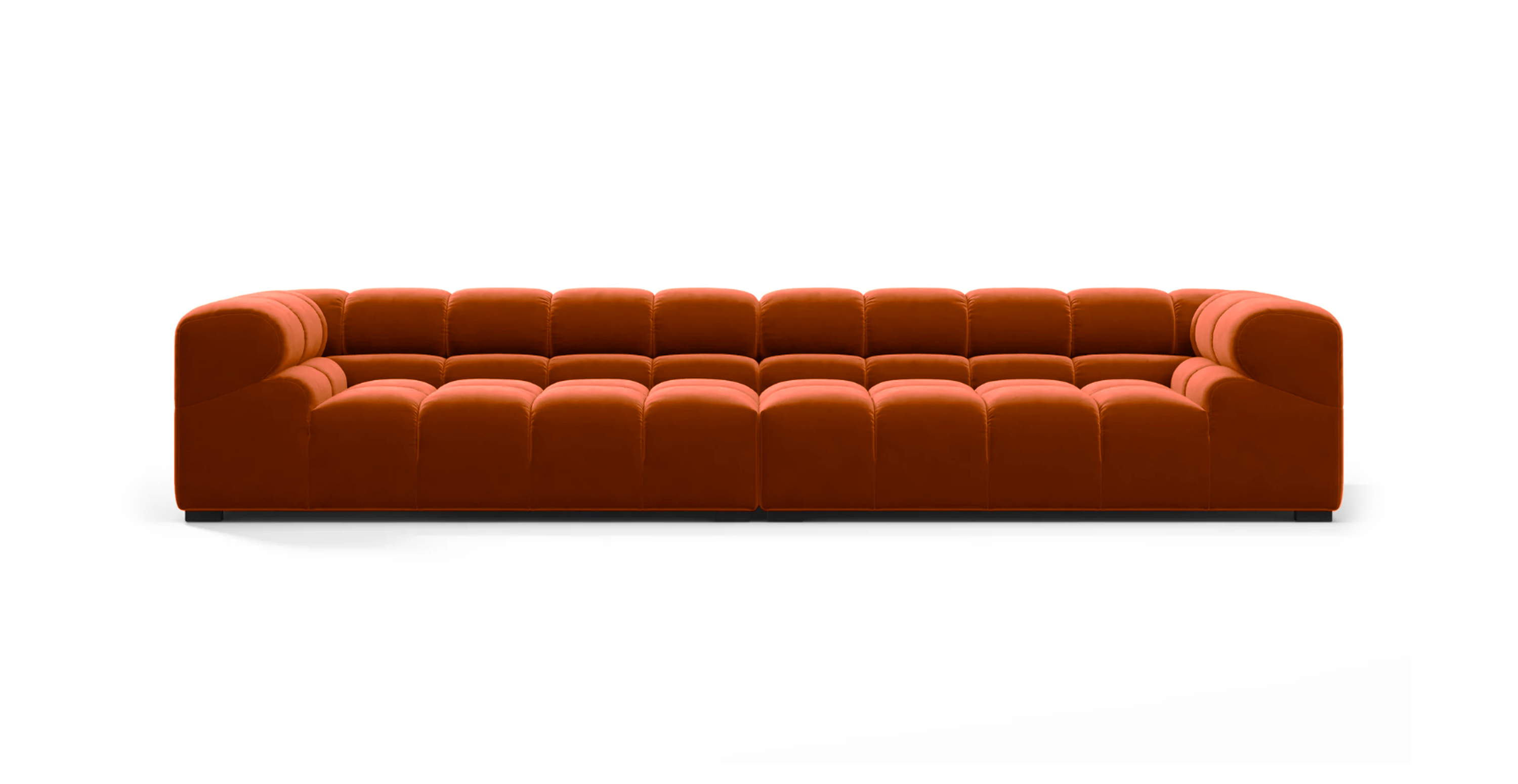 Tufted Sofa Extra Large -  Velvet Rust Orange Velvet