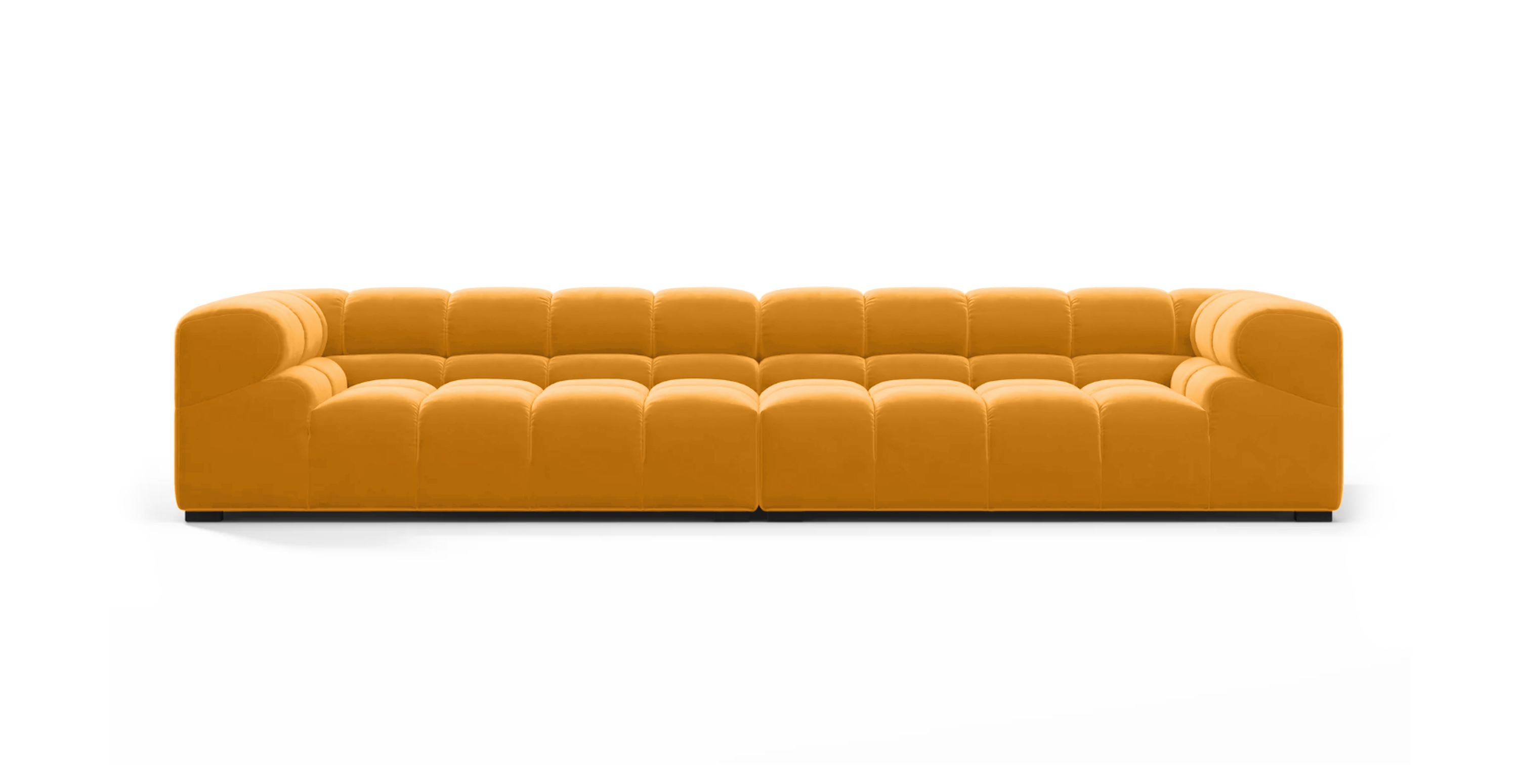Tufted Sofa Extra Large -  Velvet Mustard Velvet