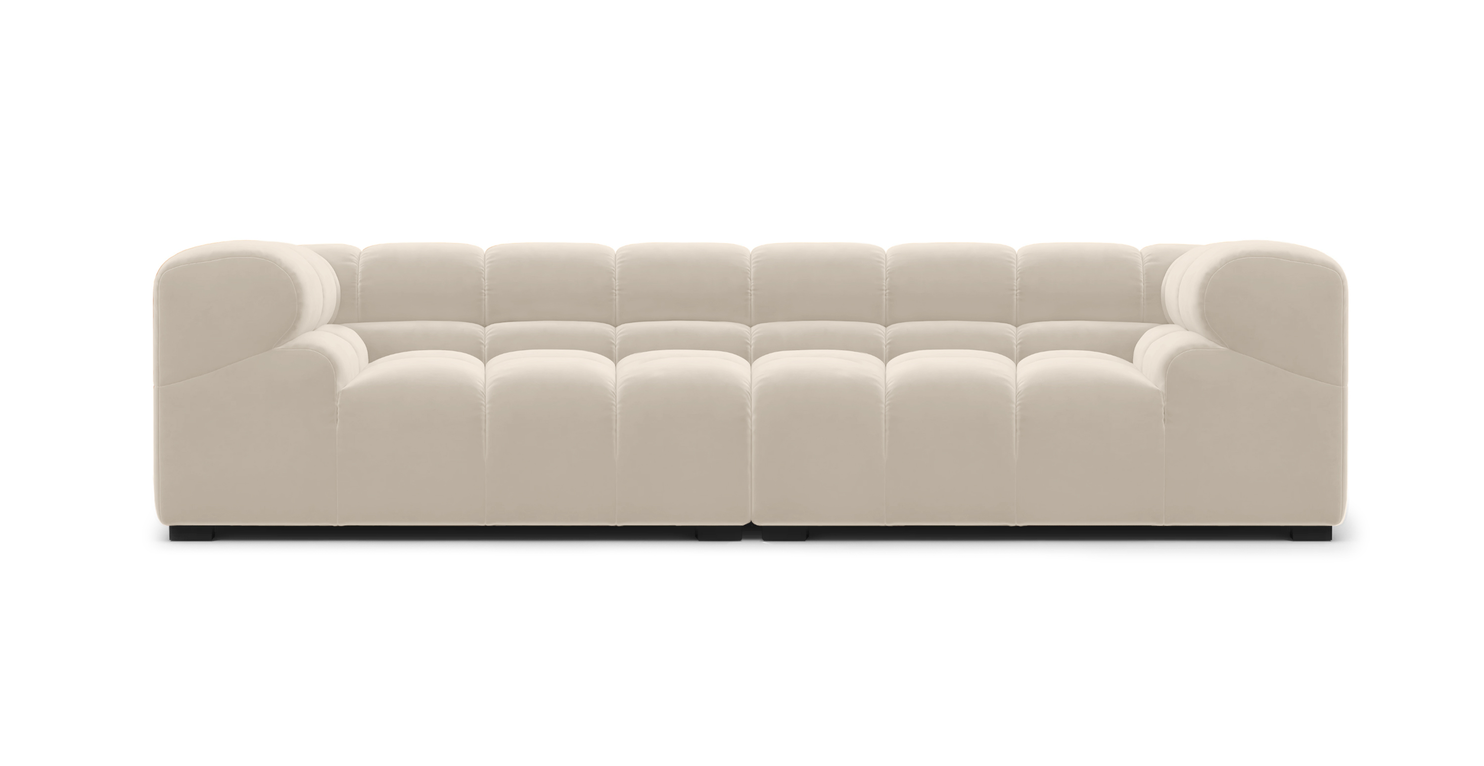 Tufted 3 Seater Sofa -  Velvet Ivory Velvet