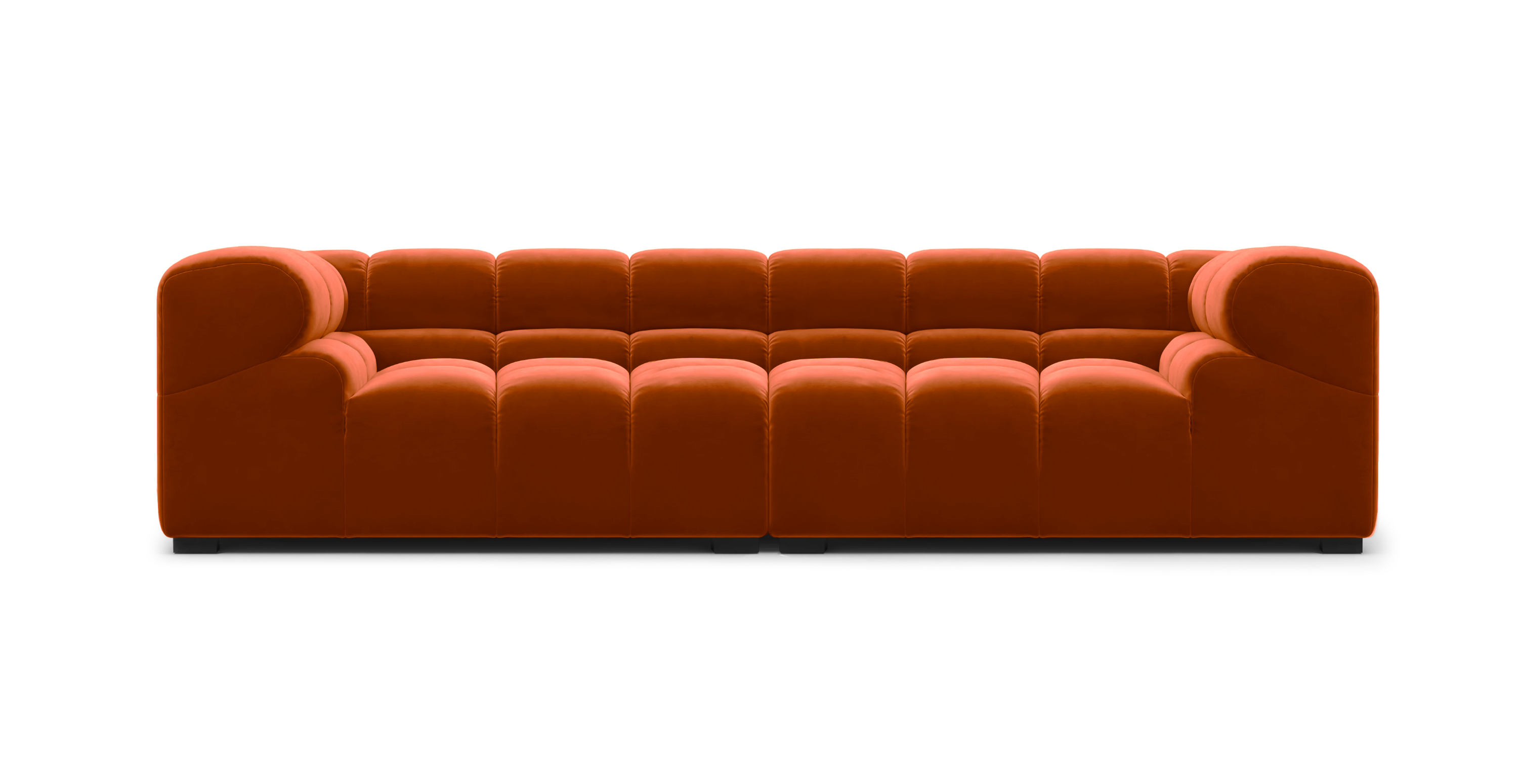 Tufted 3 Seater Sofa -  Velvet Rust Orange Velvet