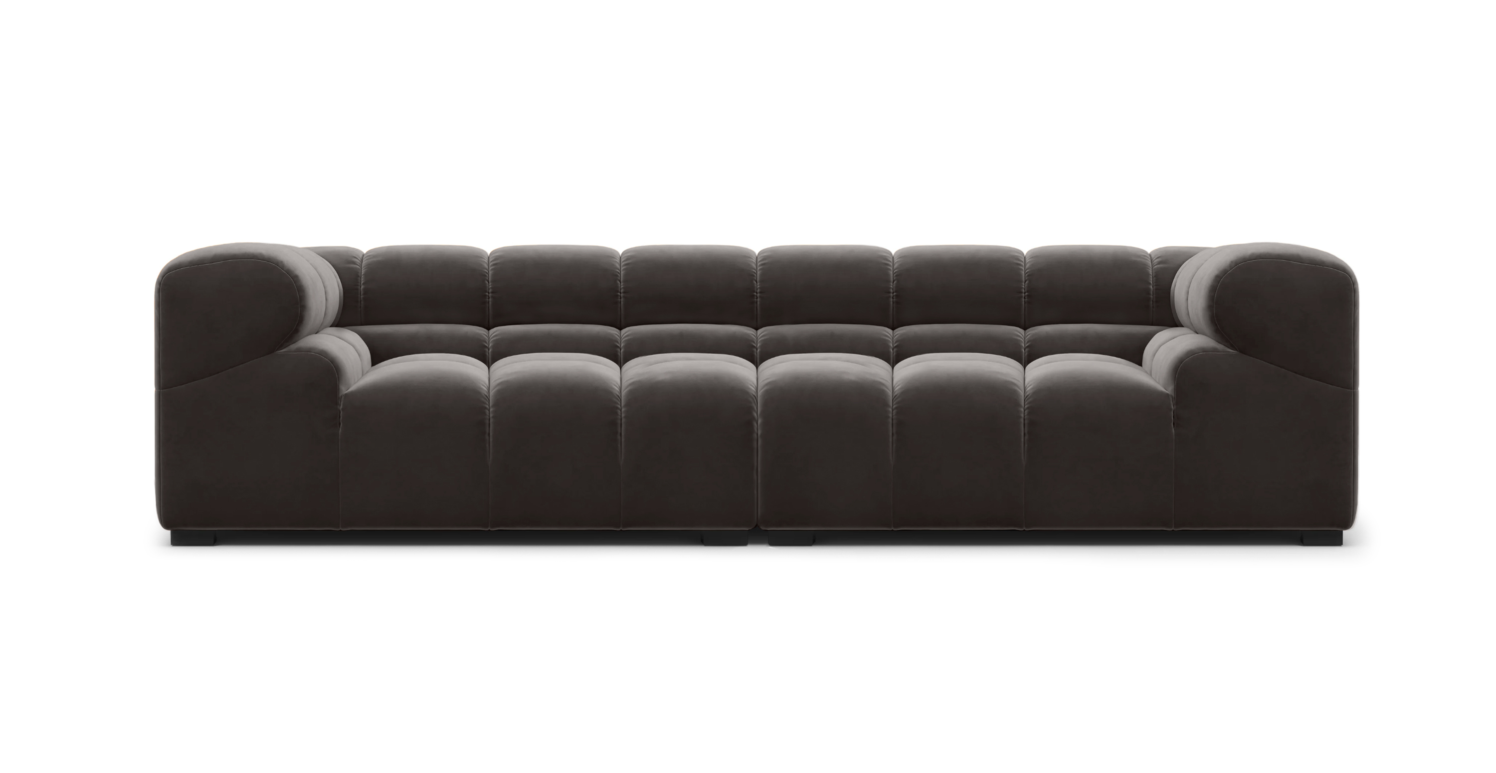 Tufted 3 Seater Sofa -  Velvet Iron Grey Velvet