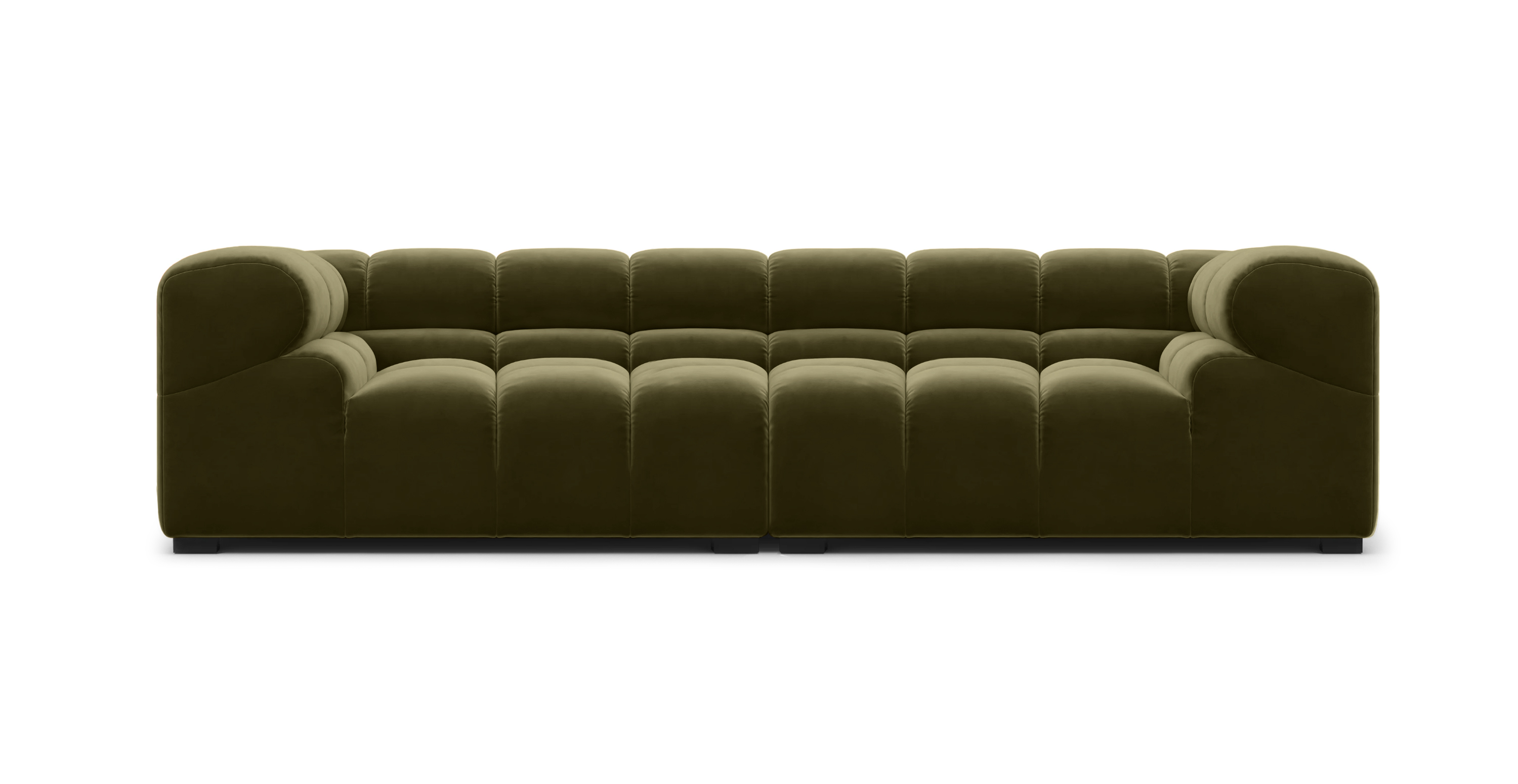 Tufted 3 Seater Sofa -  Velvet Army Green Velvet