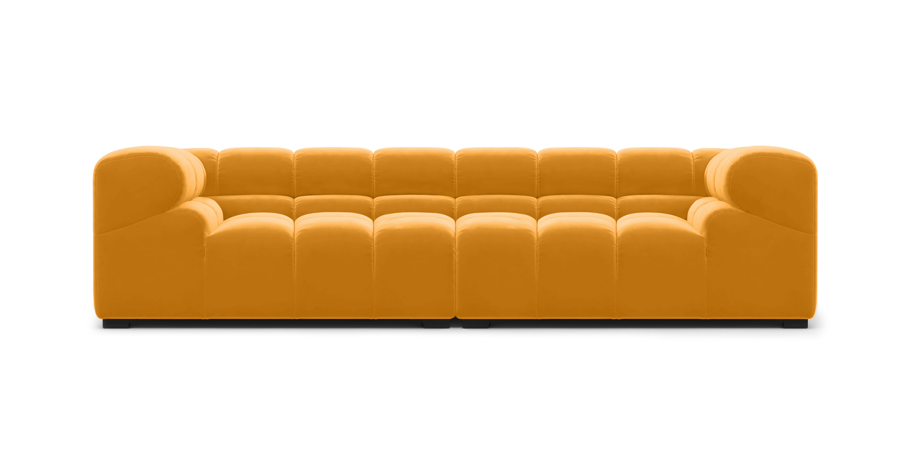 Tufted 3 Seater Sofa -  Velvet Mustard Velvet