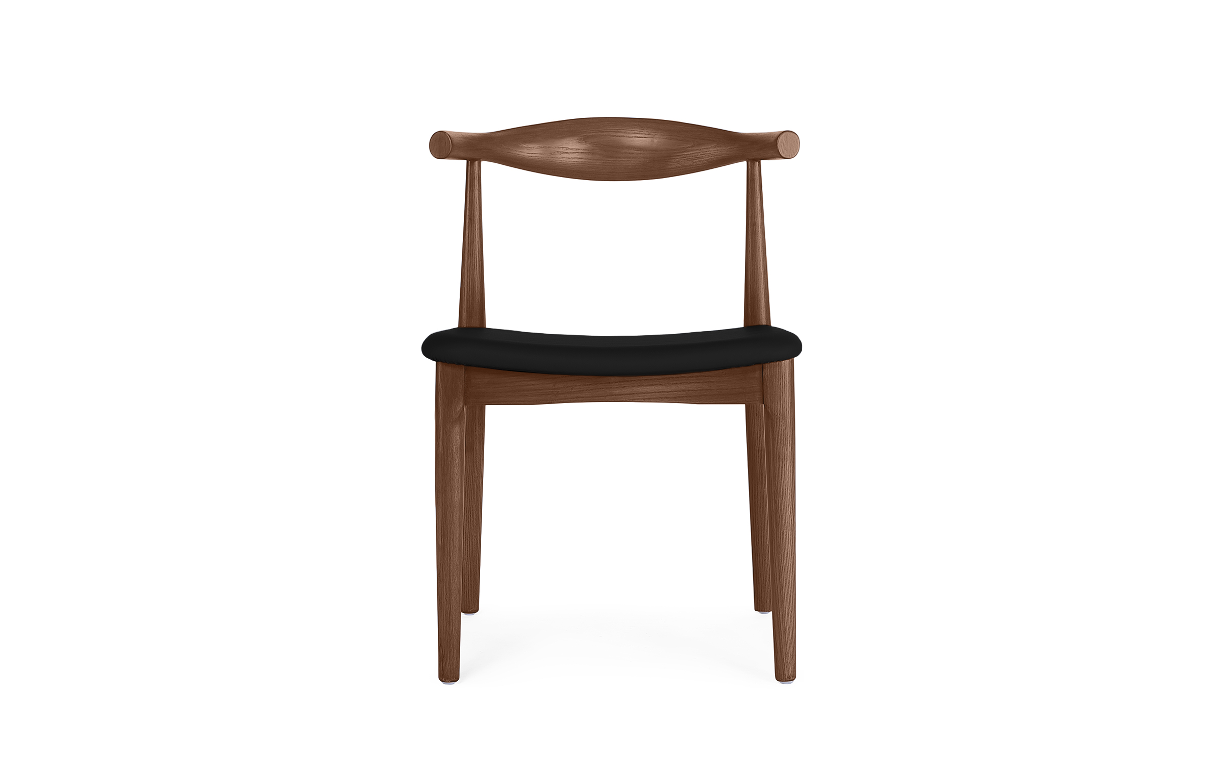 Mid Century Hans Wegner CH20 Premium Aniline Leather Elbow Chair - Wood Walnut Stain
